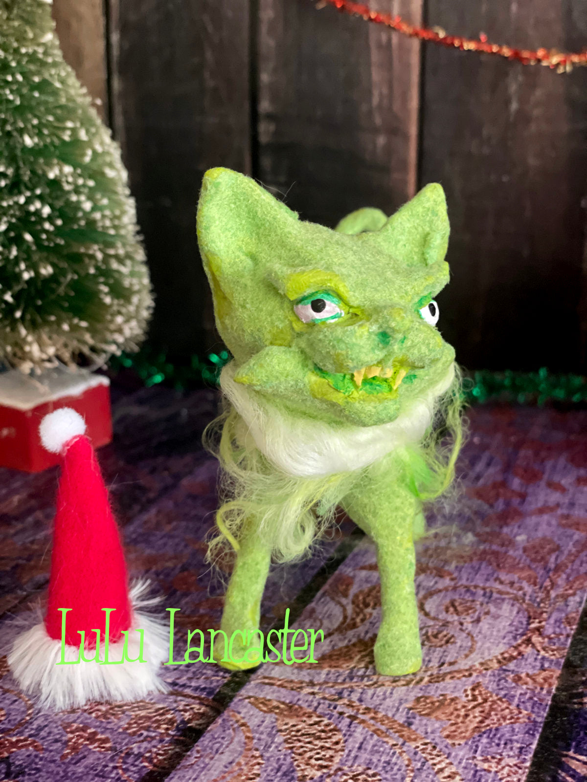 GrinchyKitten 1 Christmas winter Original LuLu Lancaster Art Doll