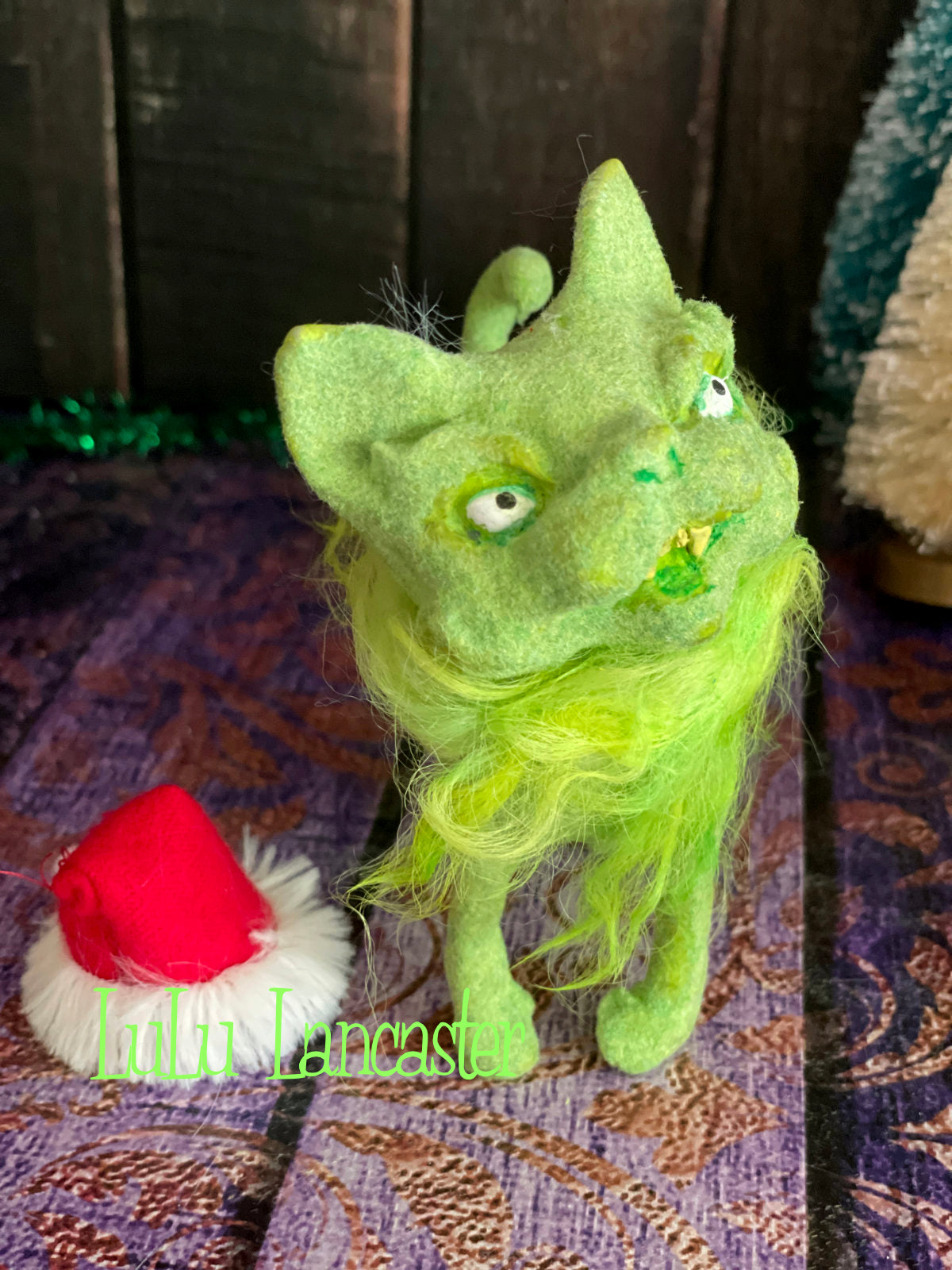 GrinchyKitten 2 Christmas winter Original LuLu Lancaster Art Doll