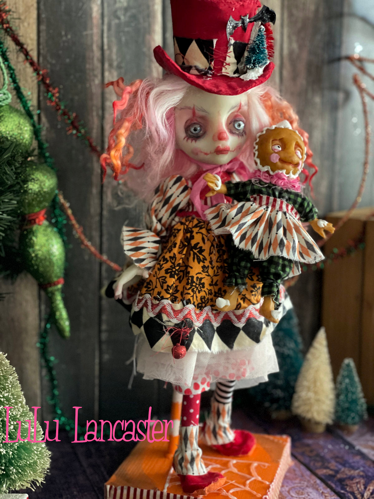 PinkTink Creepmas clown Christmas winter Original LuLu Lancaster Art Doll