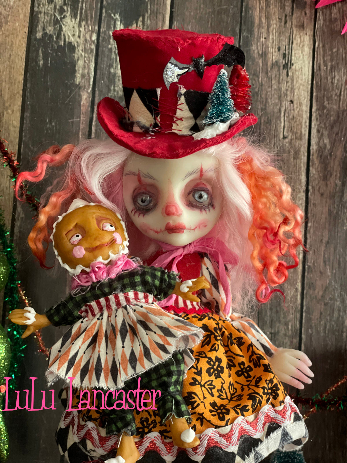 PinkTink Creepmas clown Christmas winter Original LuLu Lancaster Art Doll
