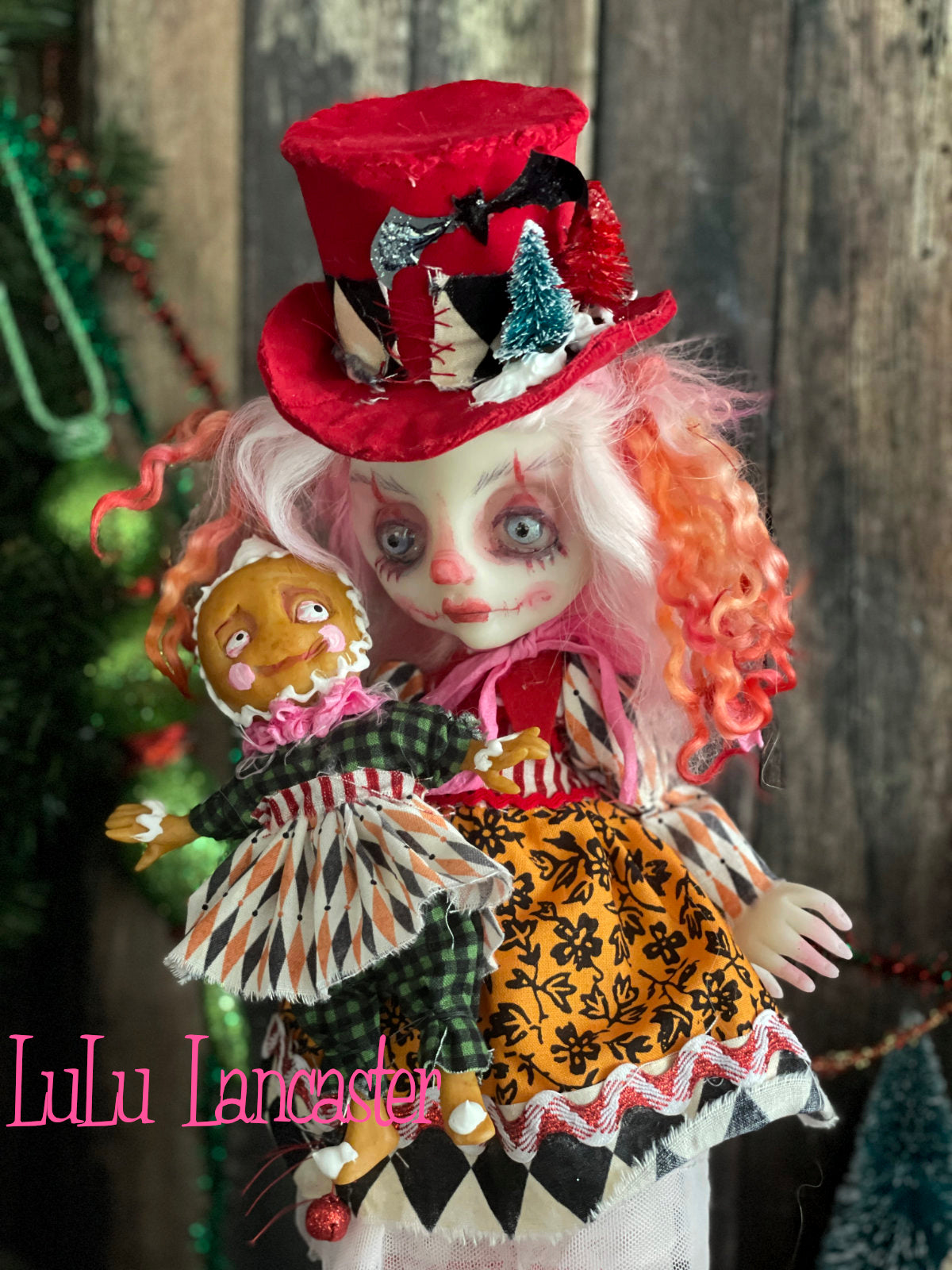 PinkTink Creepmas clown Christmas winter Original LuLu Lancaster Art Doll