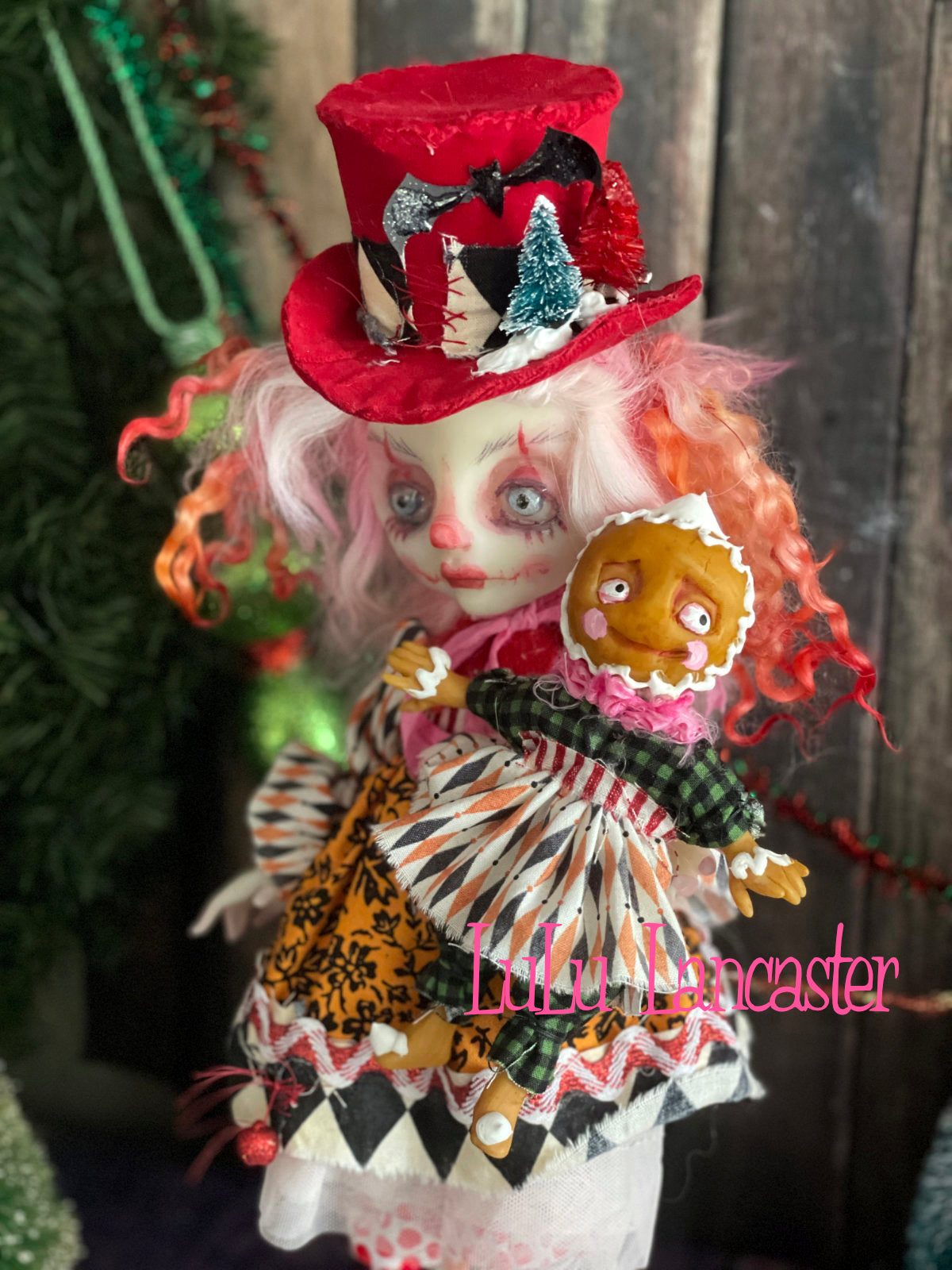 PinkTink Creepmas clown Christmas winter Original LuLu Lancaster Art Doll