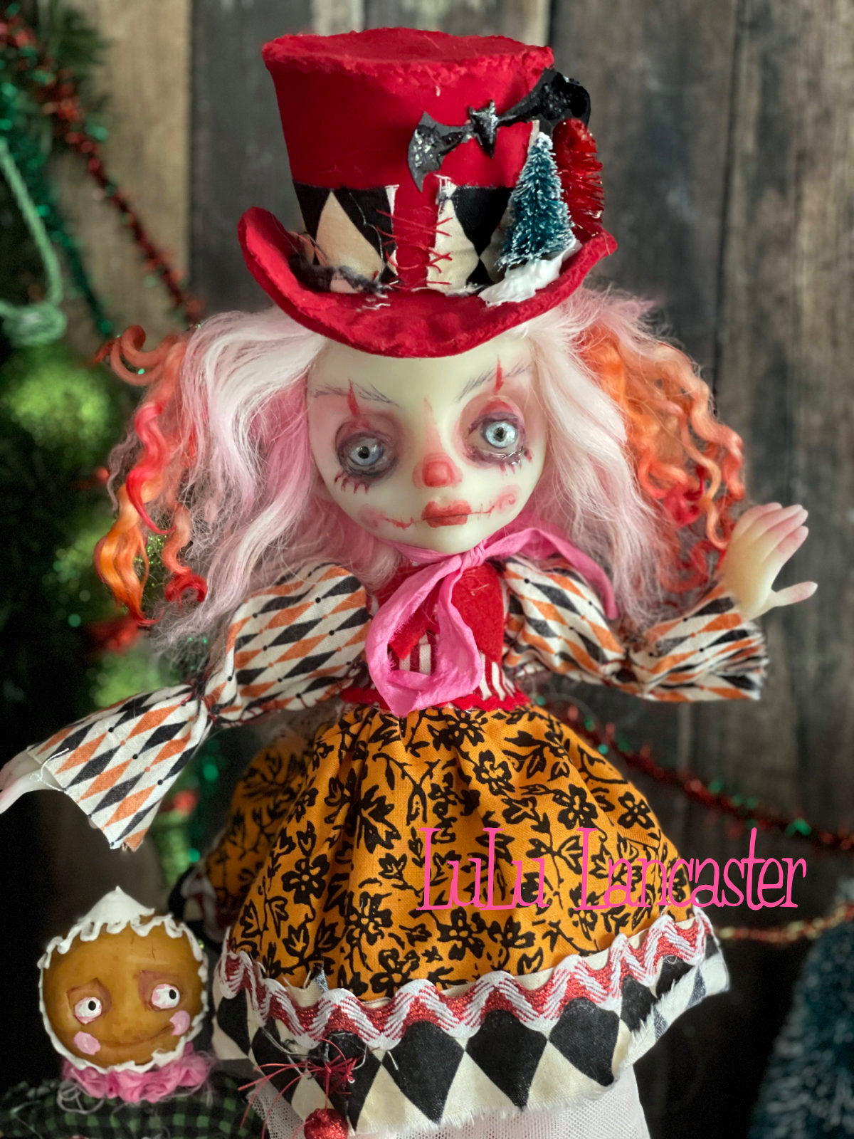 PinkTink Creepmas clown Christmas winter Original LuLu Lancaster Art Doll