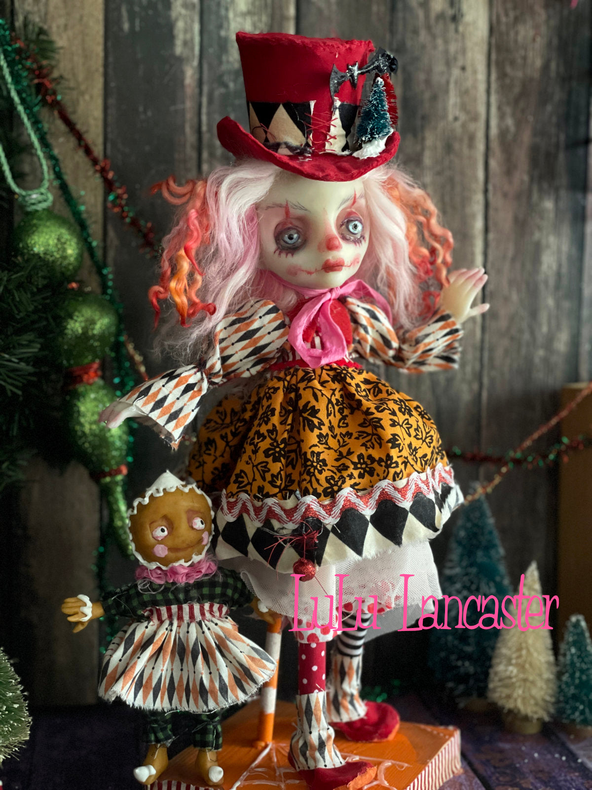 PinkTink Creepmas clown Christmas winter Original LuLu Lancaster Art Doll