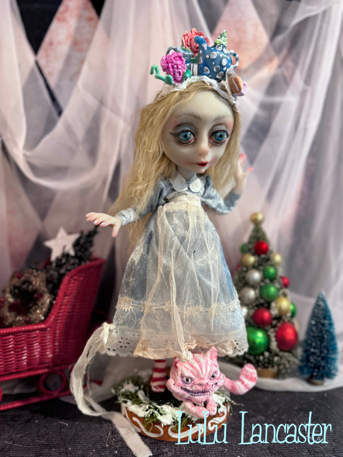Alice in Winter Wonderland and Cheshire Original LuLu Lancaster Art Doll