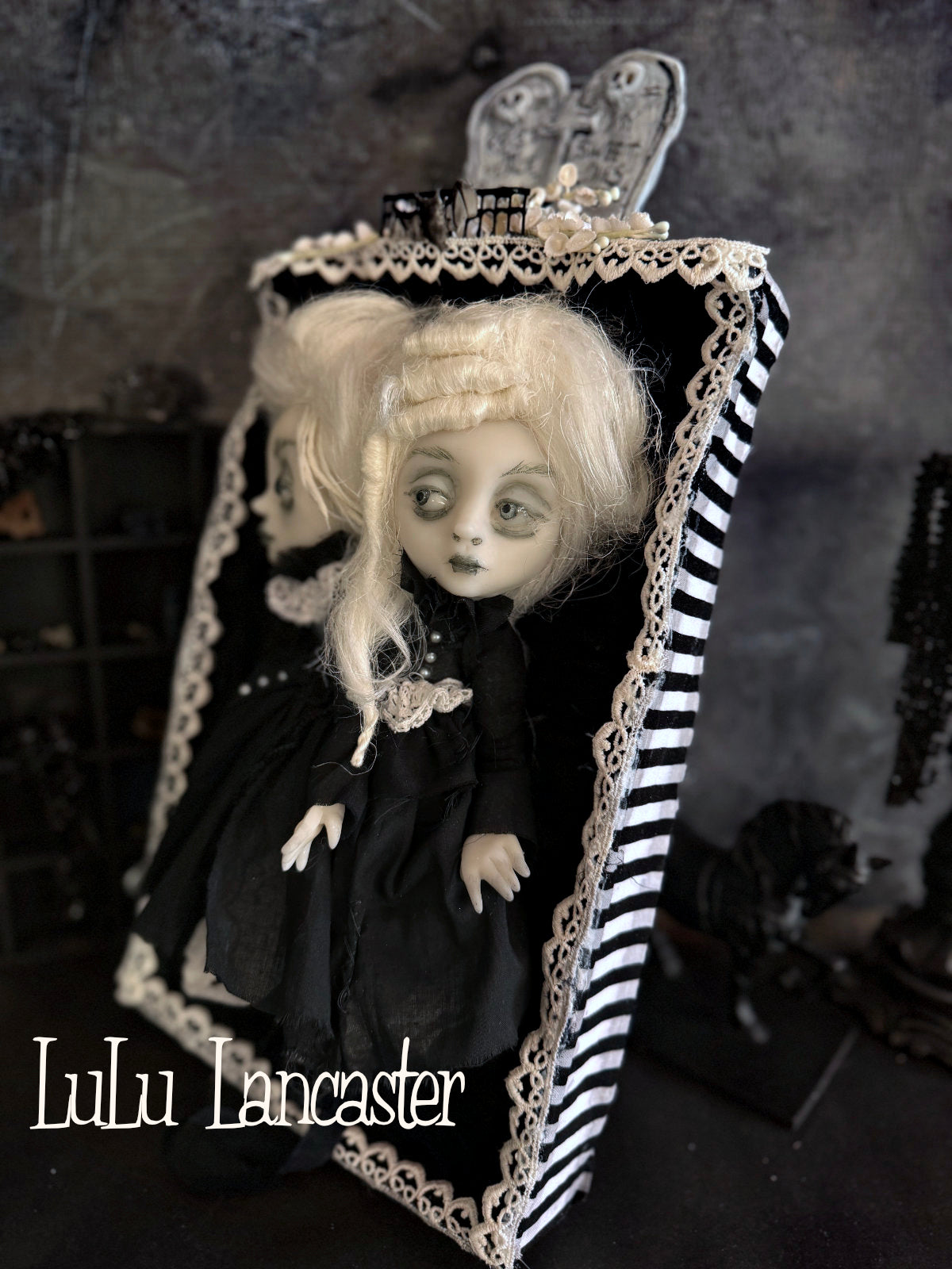 Amaris and Adara Goth Conjoined mini ghostie twins  Original LuLu Lancaster Art Doll