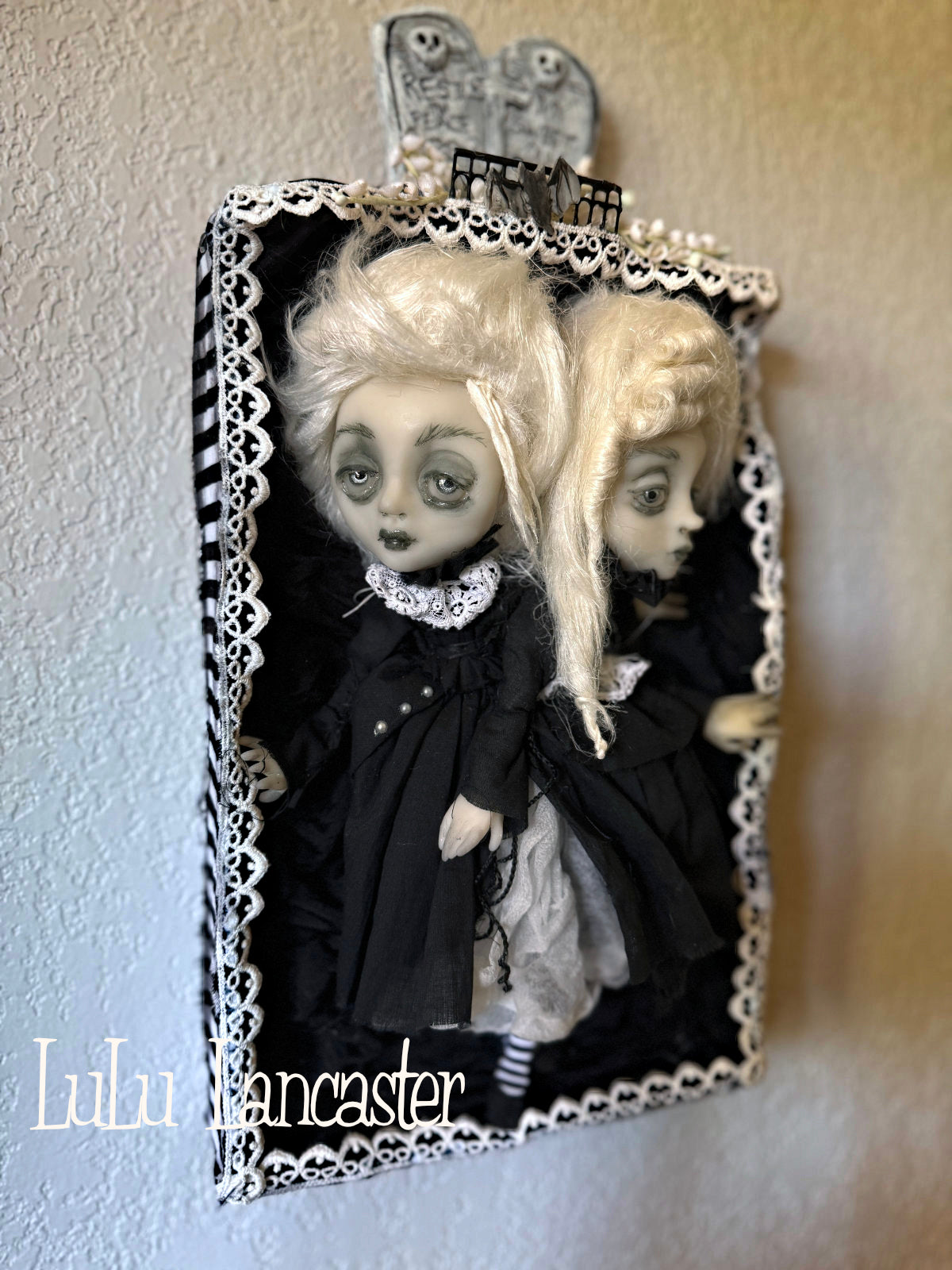 Amaris and Adara Goth Conjoined mini ghostie twins  Original LuLu Lancaster Art Doll