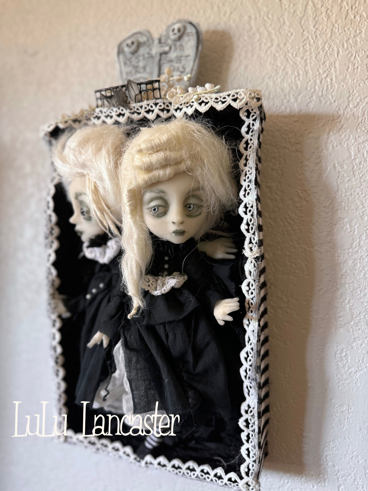 Amaris and Adara Goth Conjoined mini ghostie twins  Original LuLu Lancaster Art Doll