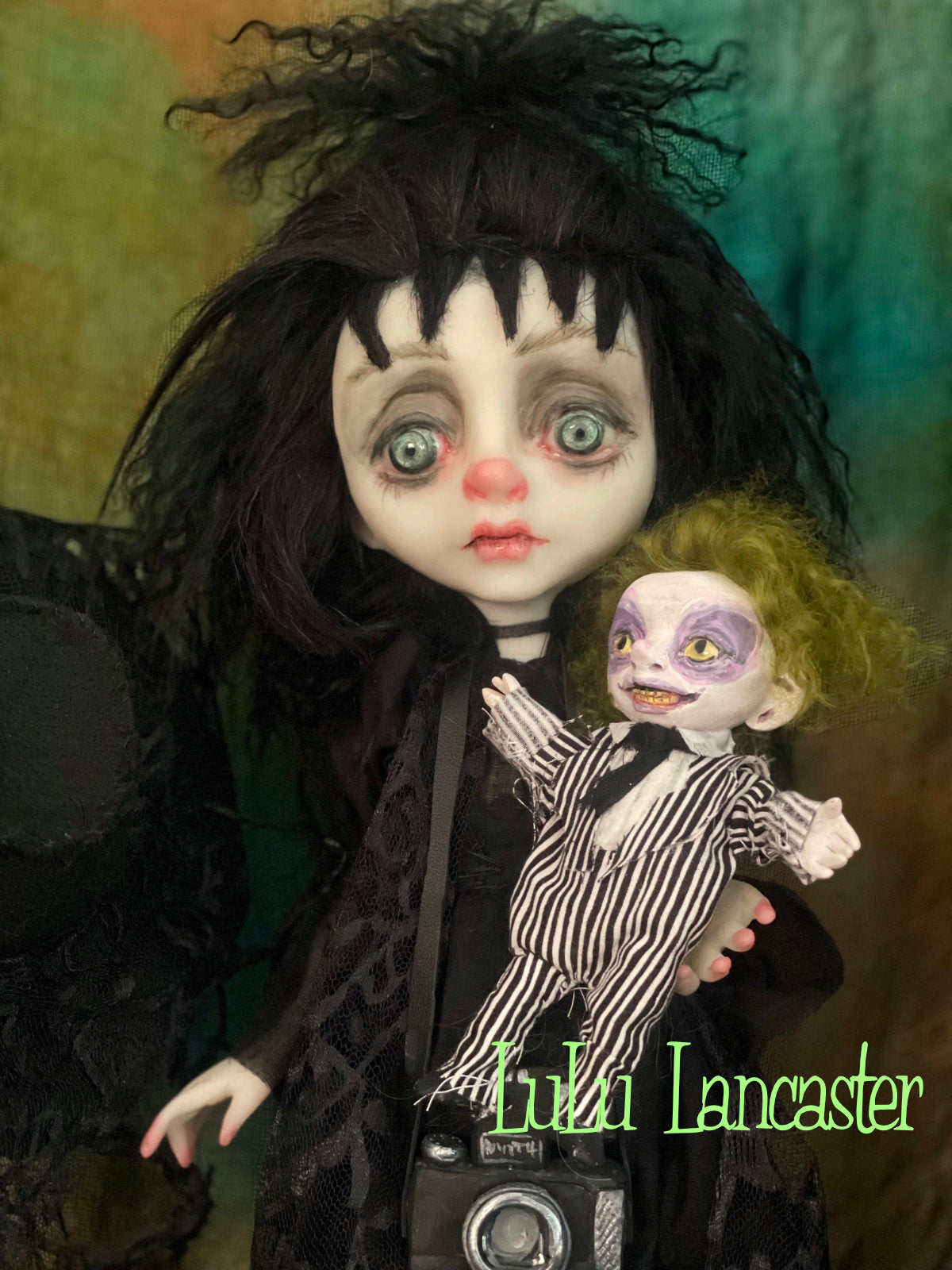 Lydia and tiny Beetlejuice original LuLu Lancaster art doll