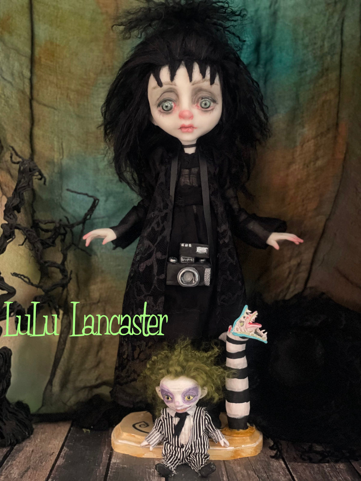 Lydia and tiny Beetlejuice original LuLu Lancaster art doll