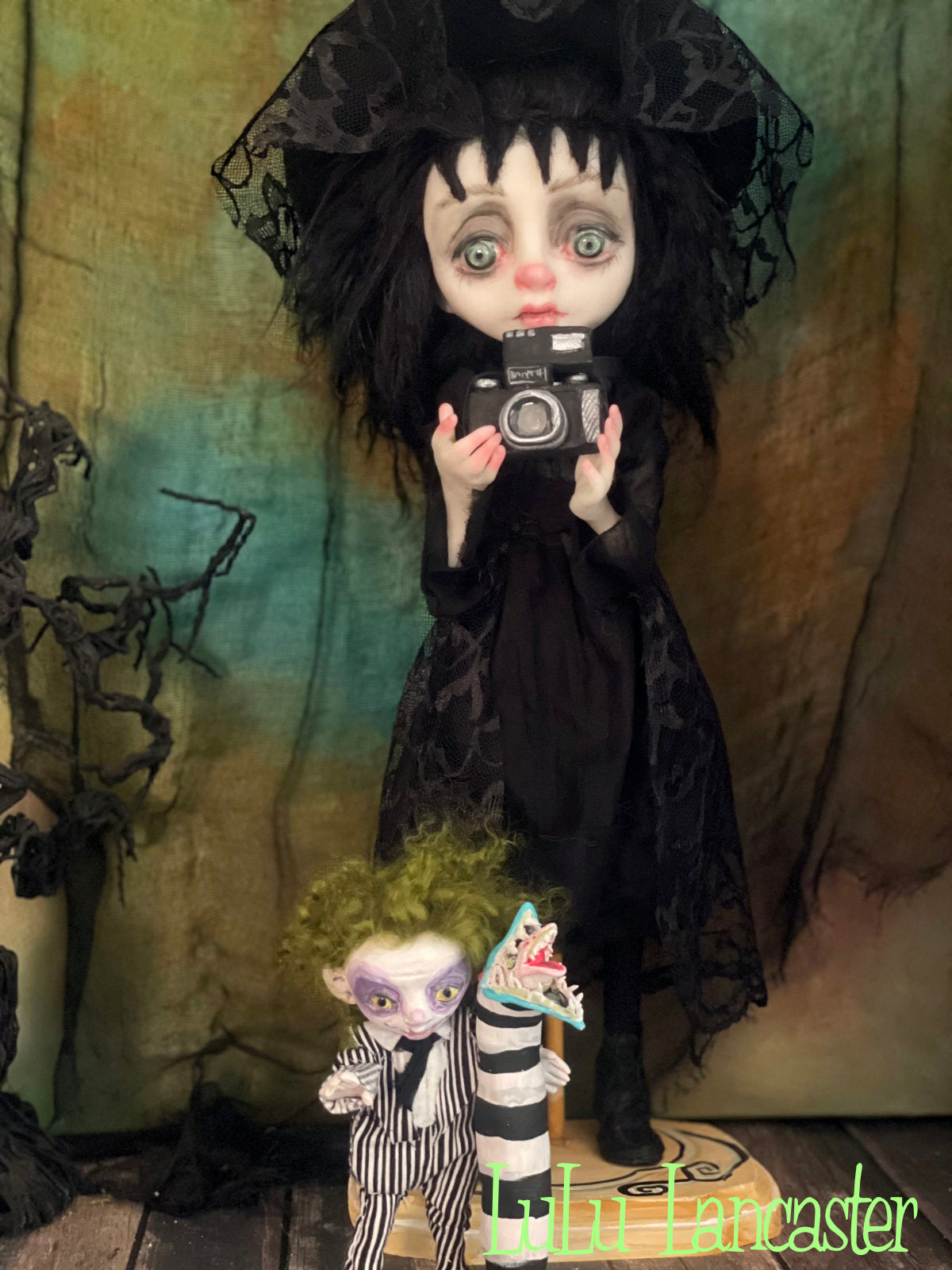 Lydia and tiny Beetlejuice original LuLu Lancaster art doll