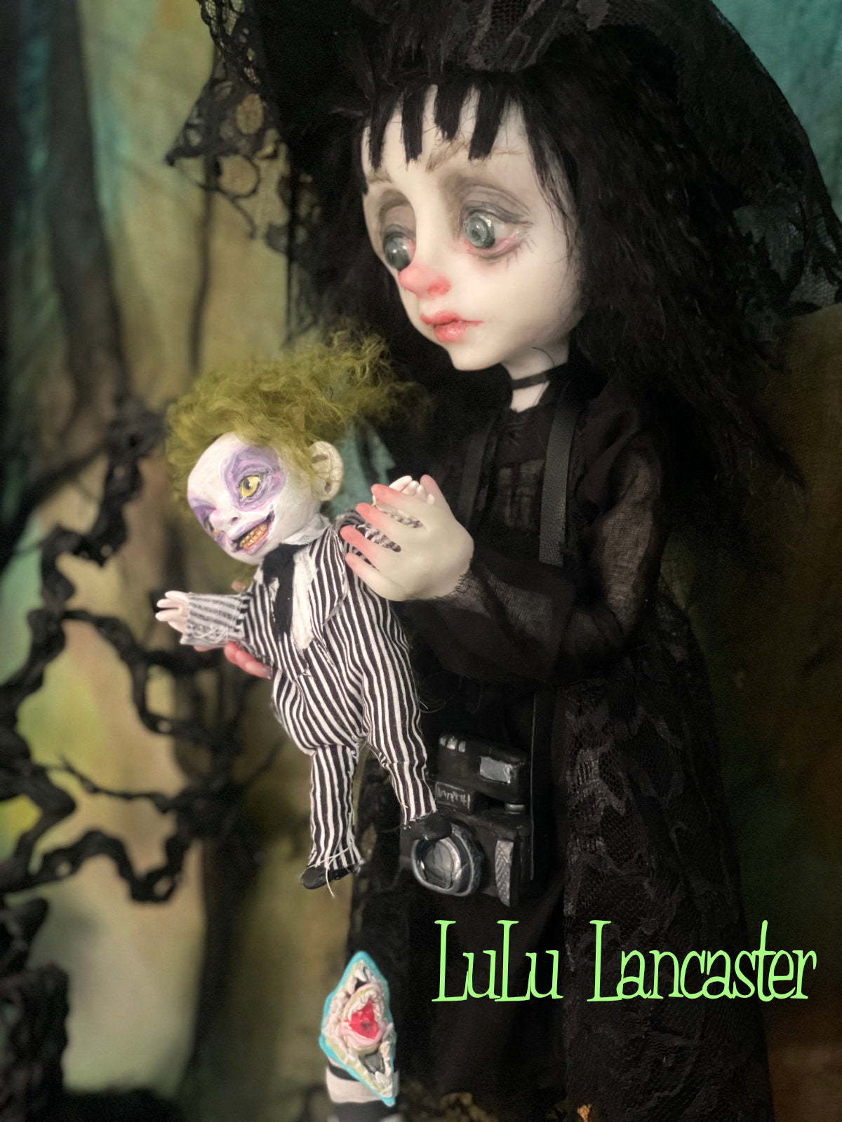 Lydia and tiny Beetlejuice Original LuLu Lancaster Art Doll