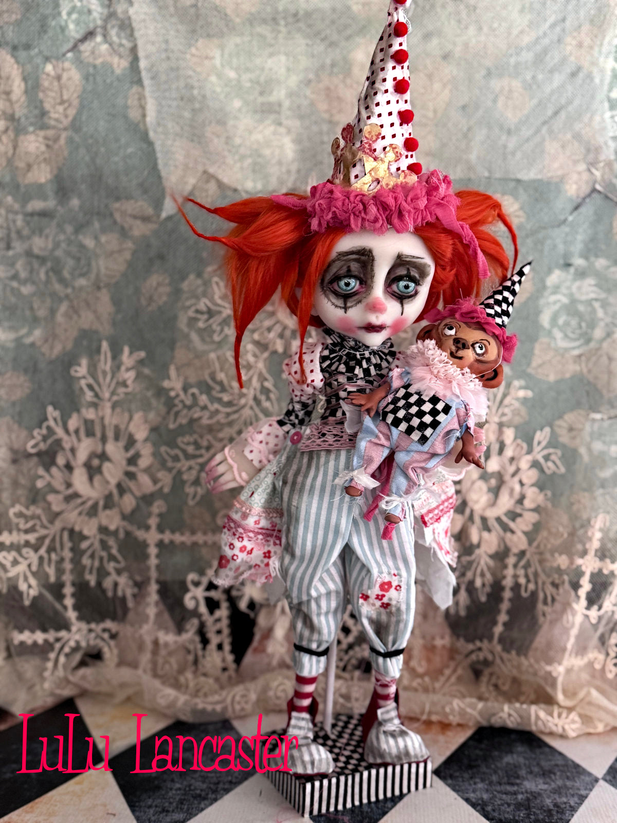 Cleo Circus Clown and Chipper the Chimp Original LuLu Lancaster Art Doll