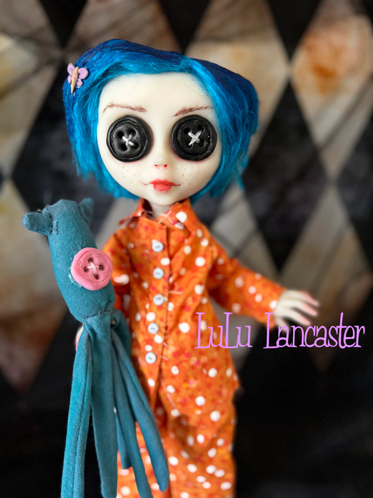 Coraline Button Eye Jones in Pajamas ~Original LuLu Lancaster Art Doll