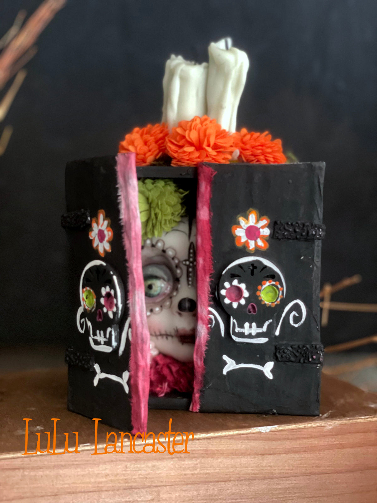 dia de muertos shrine box Original LuLu Lancaster Halloween Art Doll