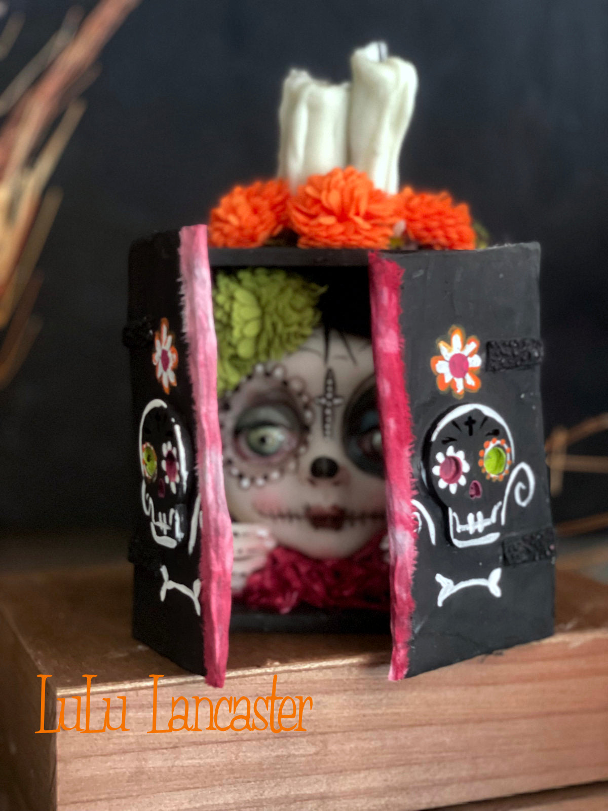 dia de muertos shrine box Original LuLu Lancaster Halloween Art Doll