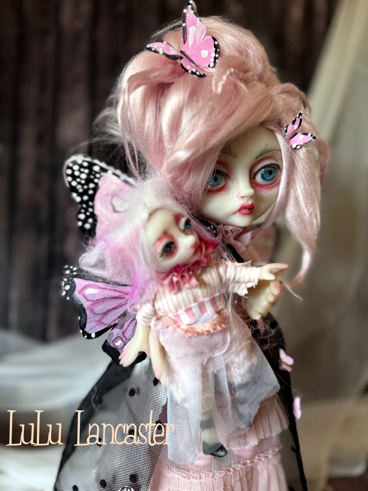Eva Pink Butterfly Mini Original LuLu Lancaster Art Doll