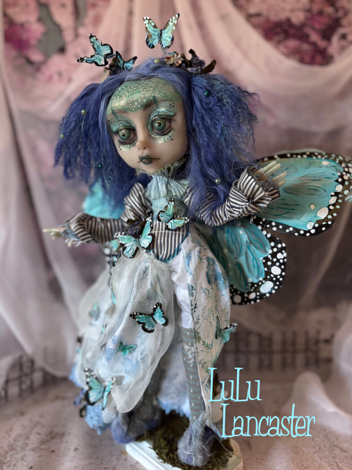Farfall Blue for Hinge Artist Collective Group Show Ascension Original LuLu Lancaster Art Doll (