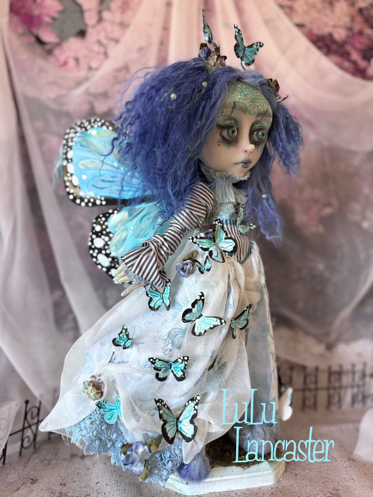 Farfall Blue for Hinge Artist Collective Group Show Ascension Original LuLu Lancaster Art Doll (