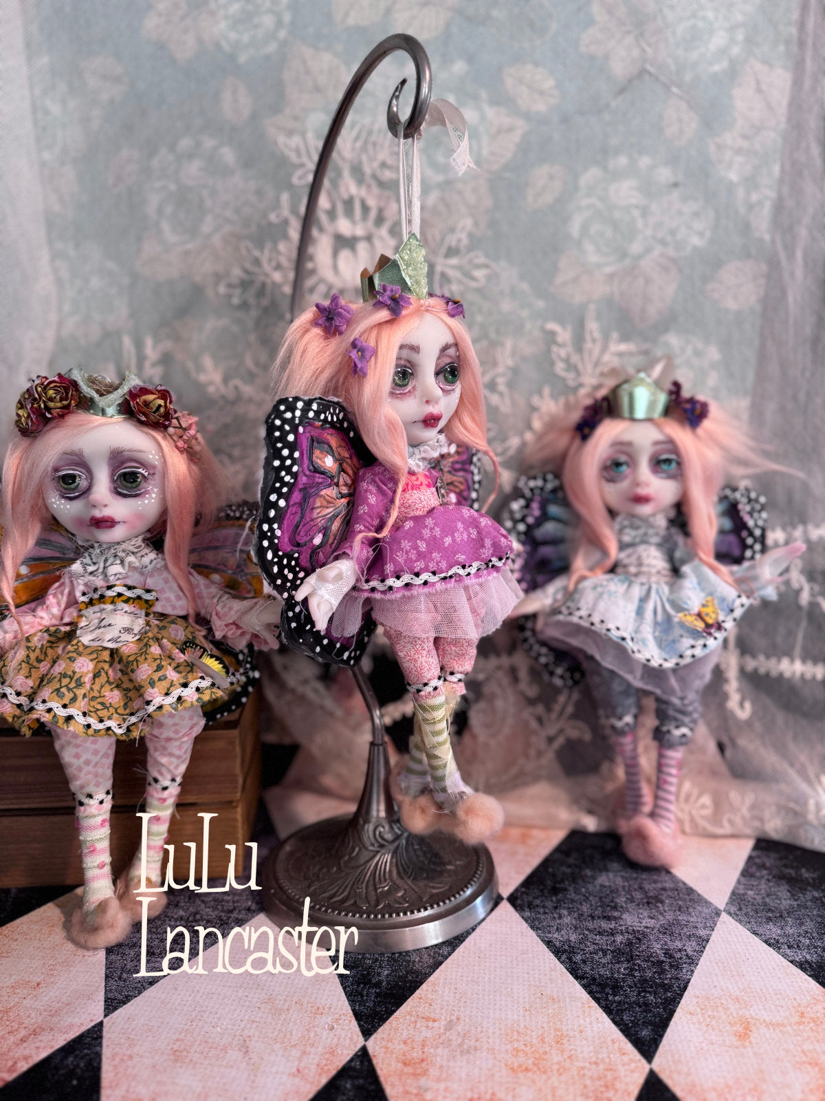 Berry Flutter Mini Hanging Butterfly Original LuLu Lancaster Art Doll