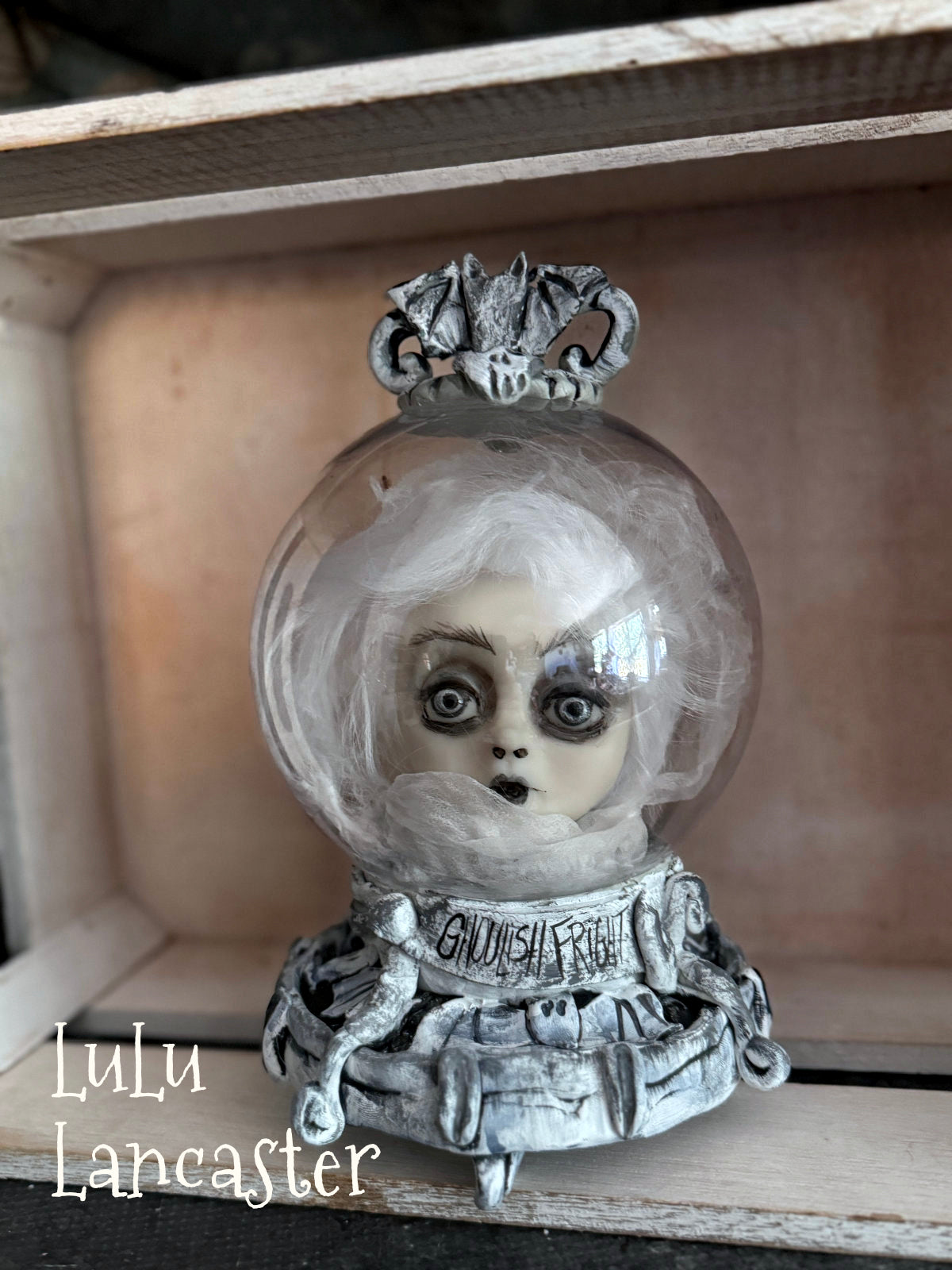 Ghoulish Fright Crystal Ball Halloween Original LuLu Lancaster Art Dolls