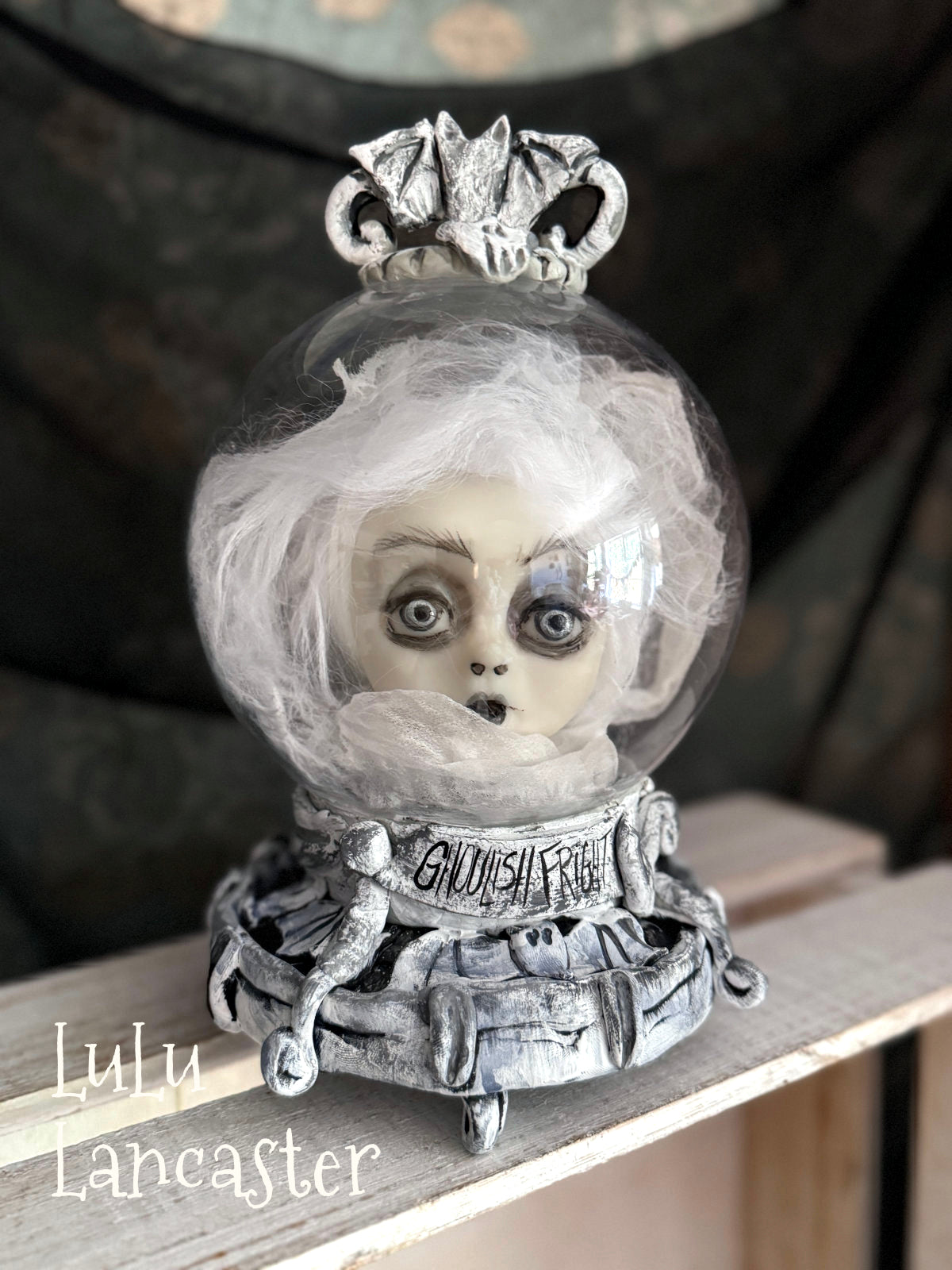 Ghoulish Fright Crystal Ball Halloween Original LuLu Lancaster Art Dolls