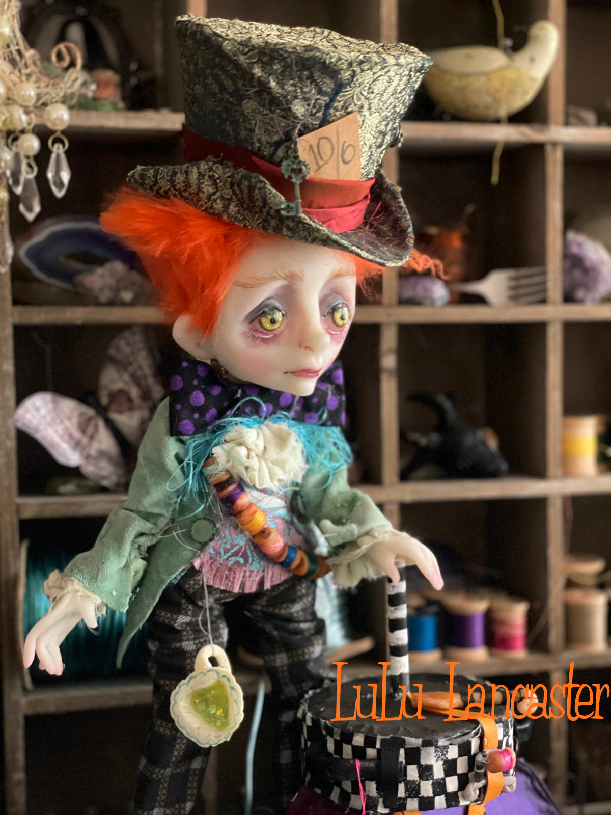Traveling Mad Hatter and Cheshire Original LuLu Lancaster Art Doll