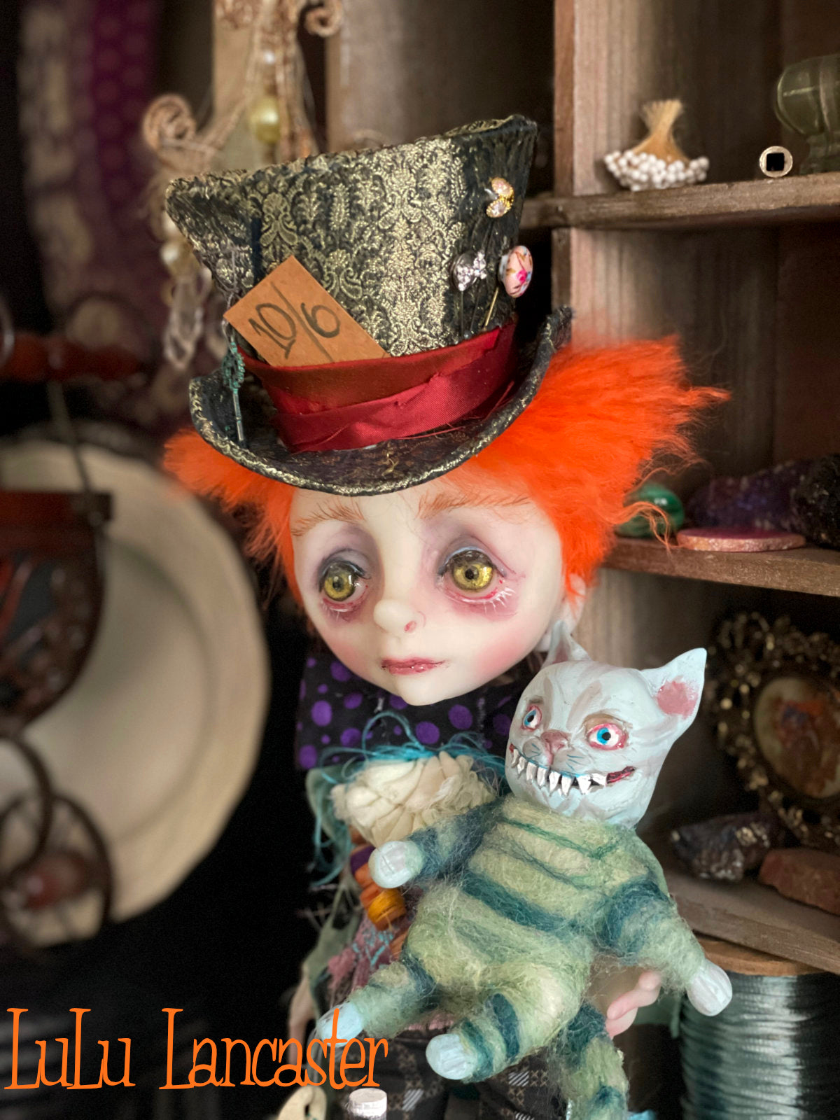 Traveling Mad Hatter and Cheshire Original LuLu Lancaster Art Doll
