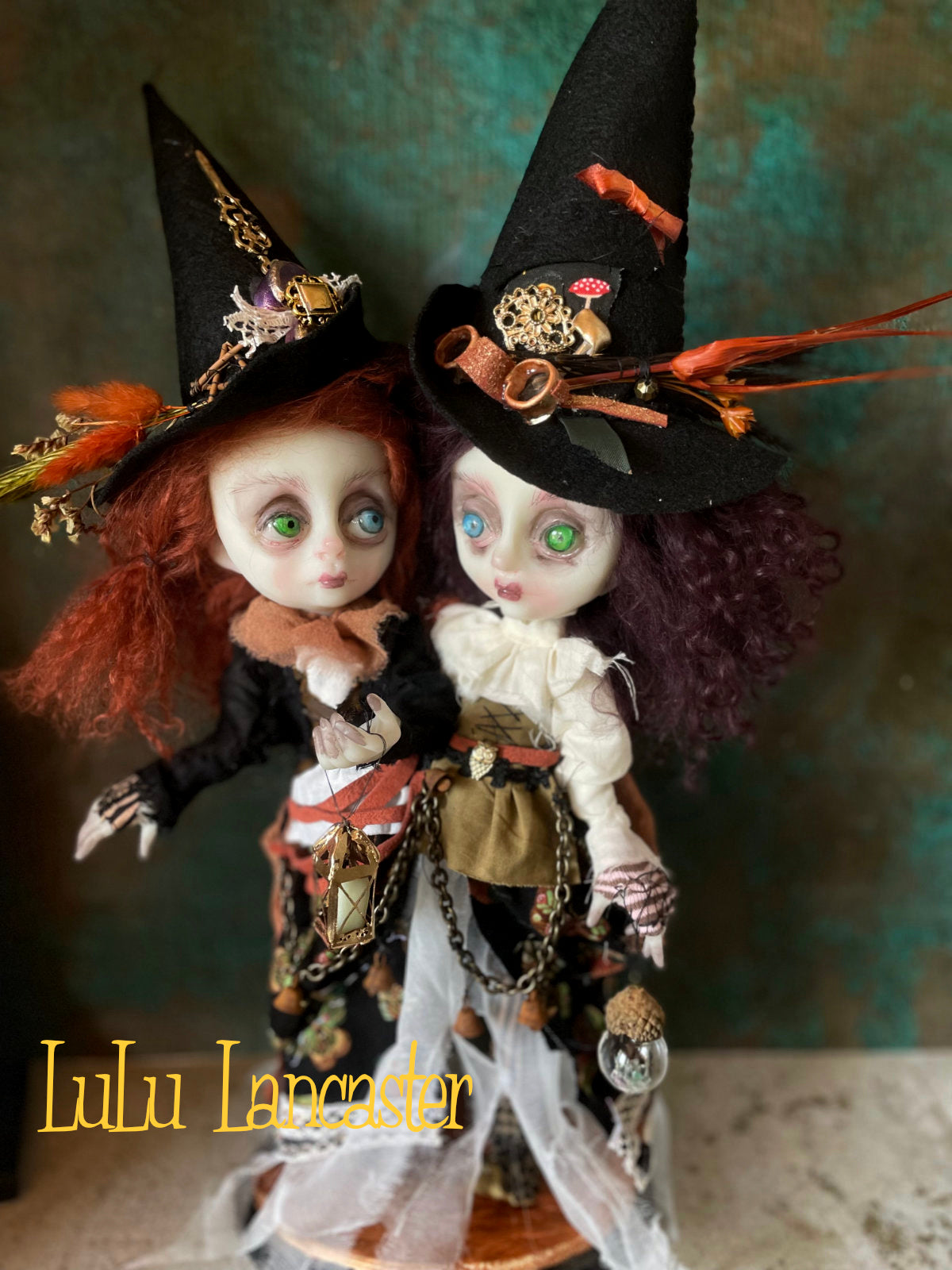 Conjoined Steampunk Witches Jade and Jinx Original LuLu Lancaster Art Doll