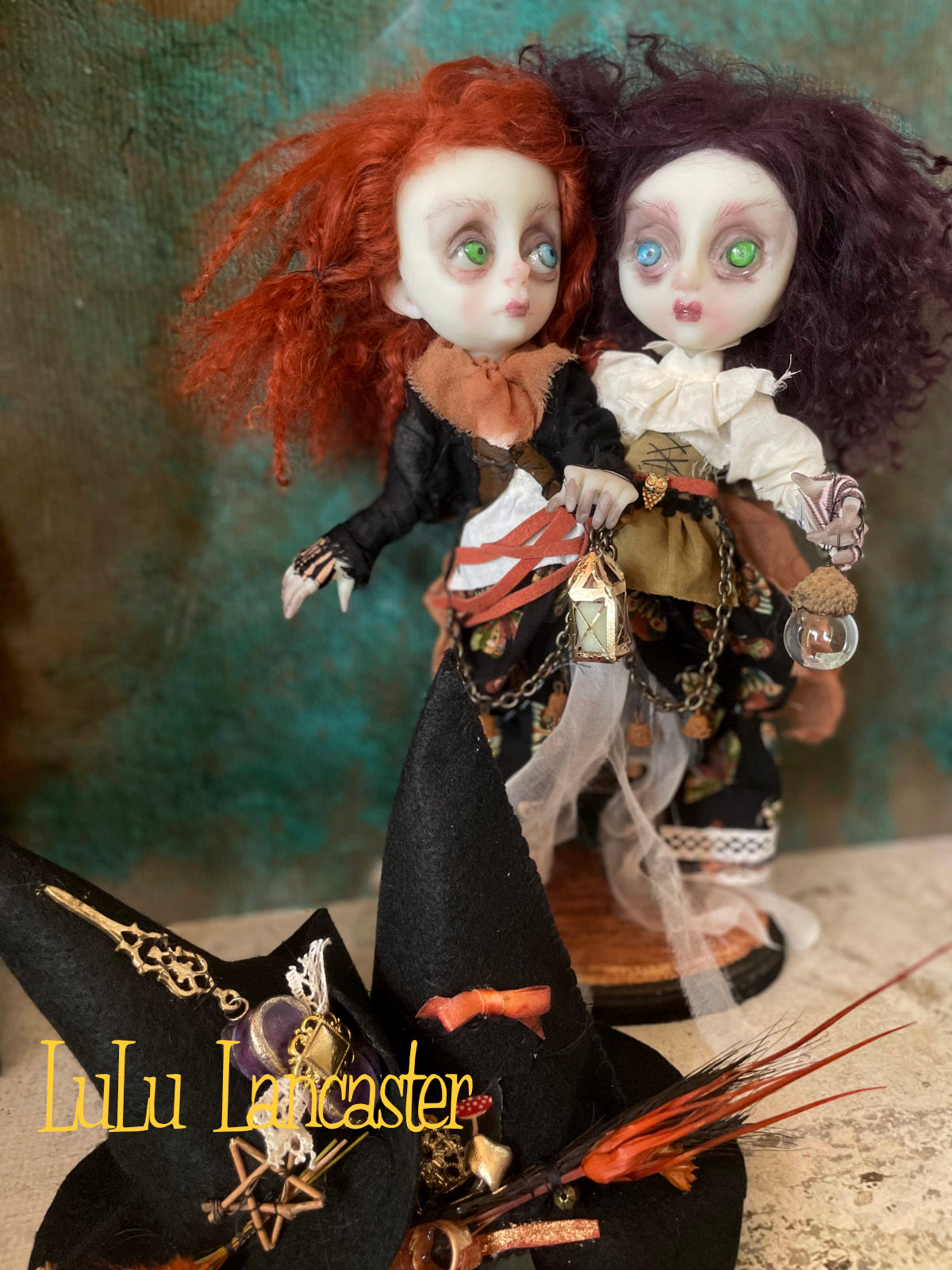 Conjoined Steampunk Witches Jade and Jinx Original LuLu Lancaster Art Doll
