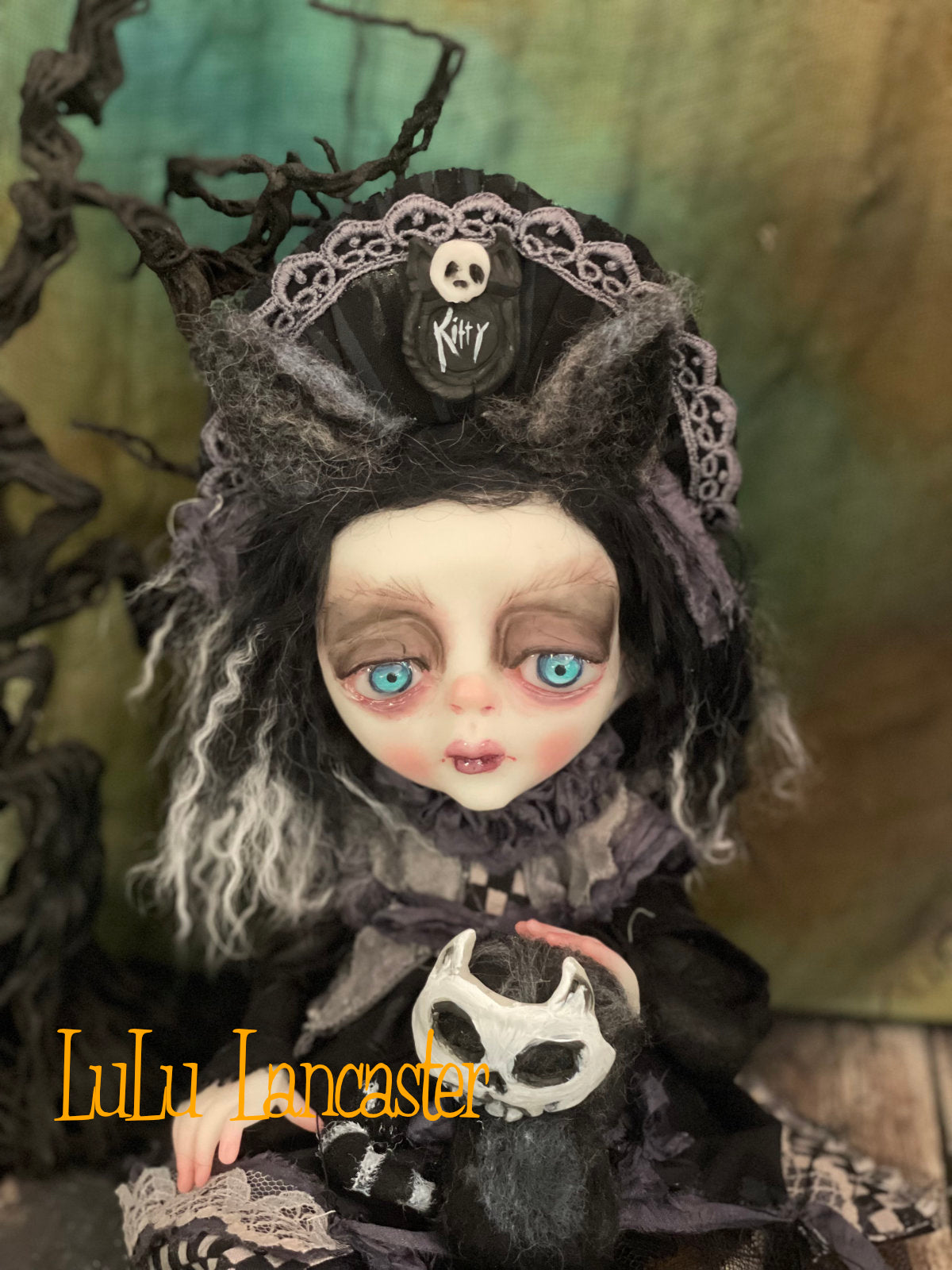 KittyKat dark Goth Sitter Original LuLu Lancaster Art Doll