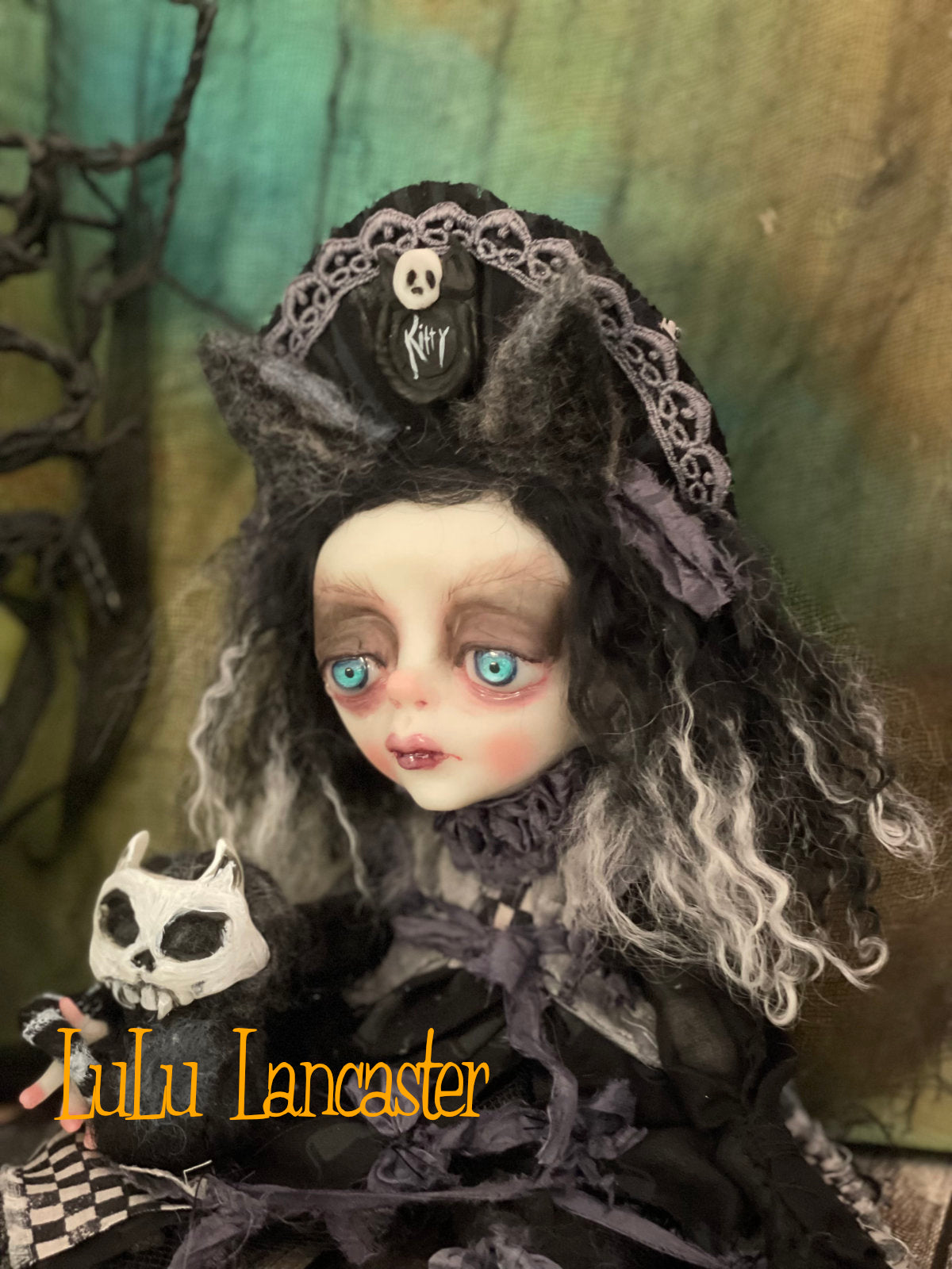 KittyKat dark Goth Sitter Original LuLu Lancaster Art Doll