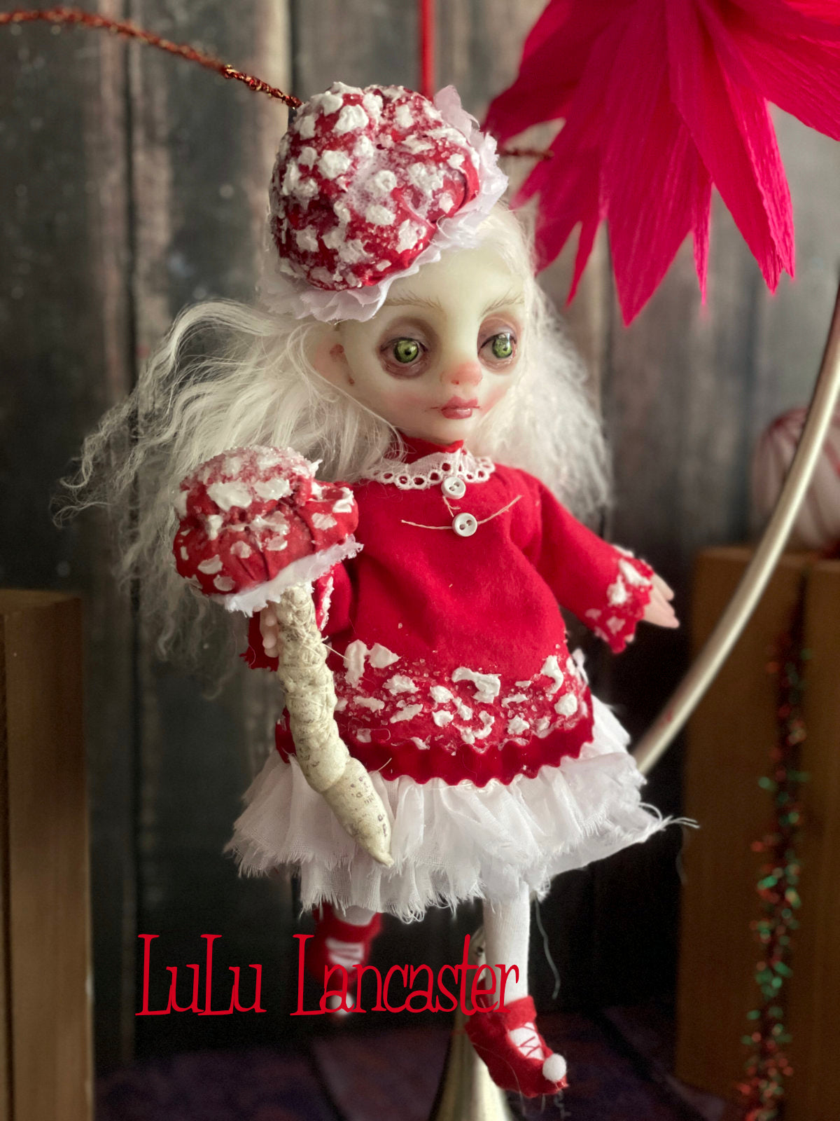 Liesel the amanita sprite Mini hanging Christmas winter Original LuLu Lancaster Art Doll
