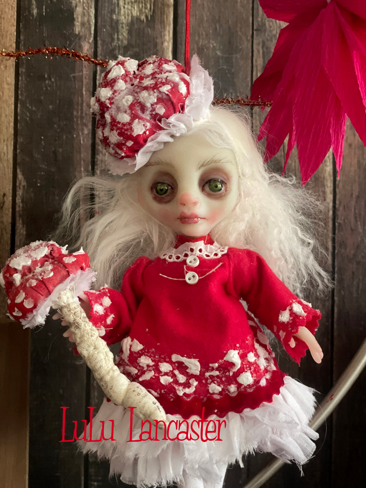 Liesel the amanita sprite Mini hanging Christmas winter Original LuLu Lancaster Art Doll