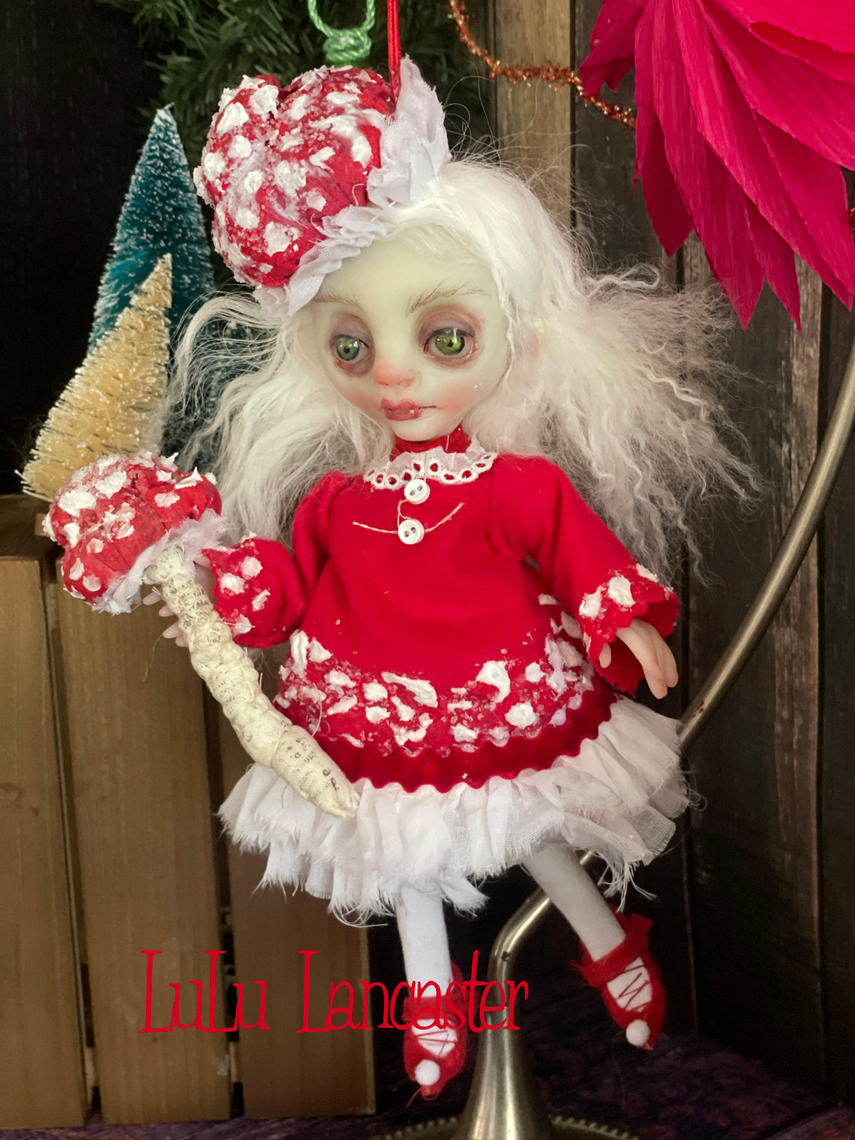 Liesel the amanita sprite Mini hanging Christmas winter Original LuLu Lancaster Art Doll