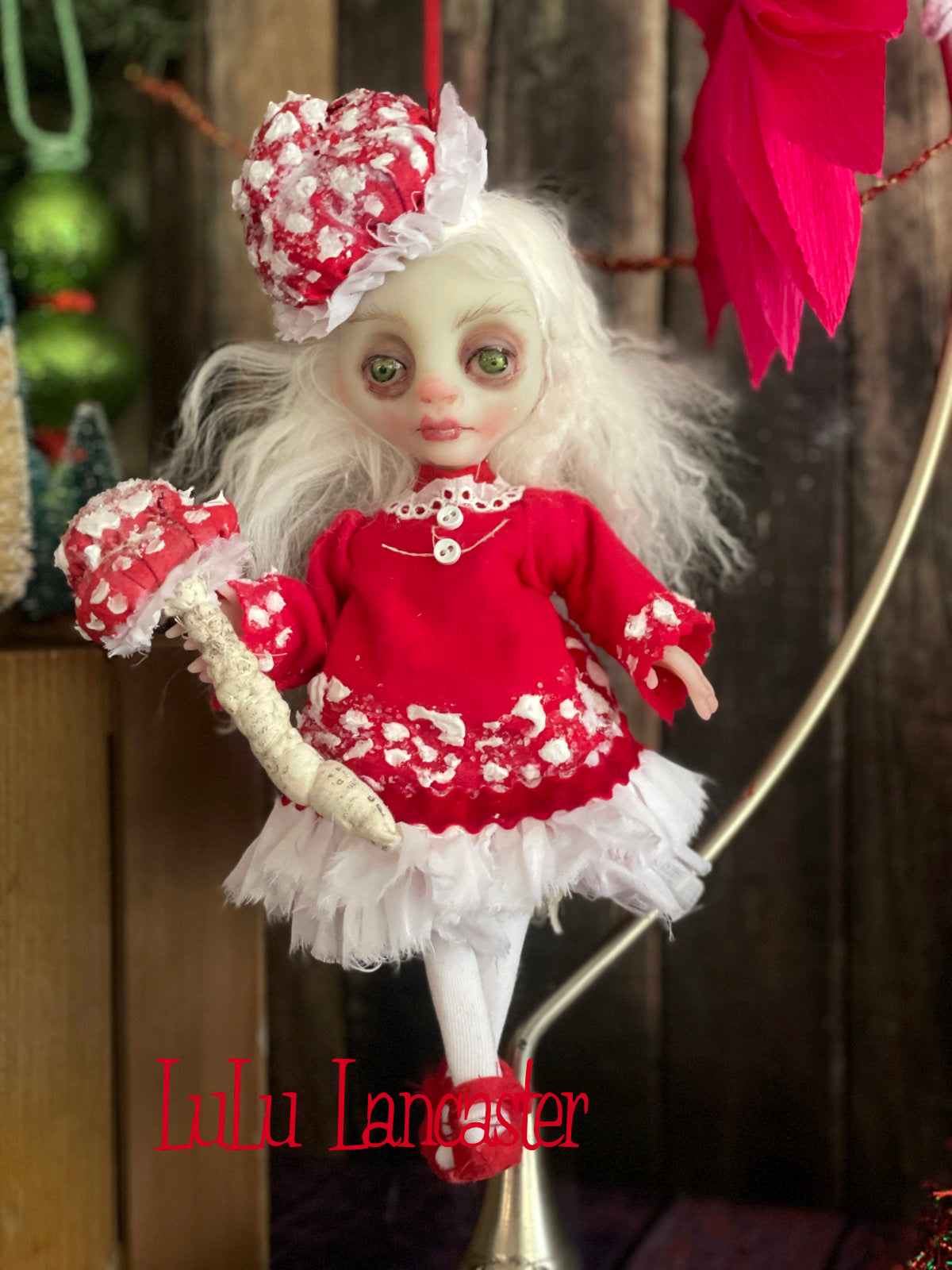 Liesel the amanita sprite Mini hanging Christmas winter Original LuLu Lancaster Art Doll