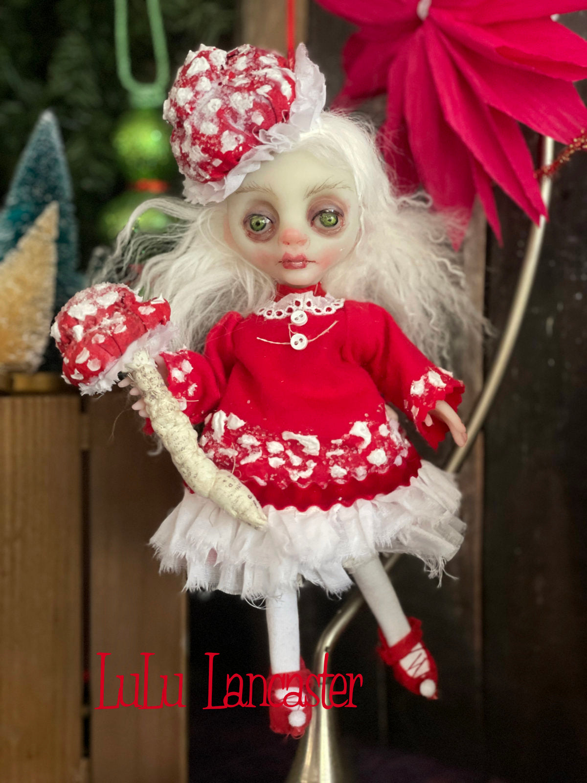 Liesel the amanita sprite Mini hanging Christmas winter Original LuLu Lancaster Art Doll
