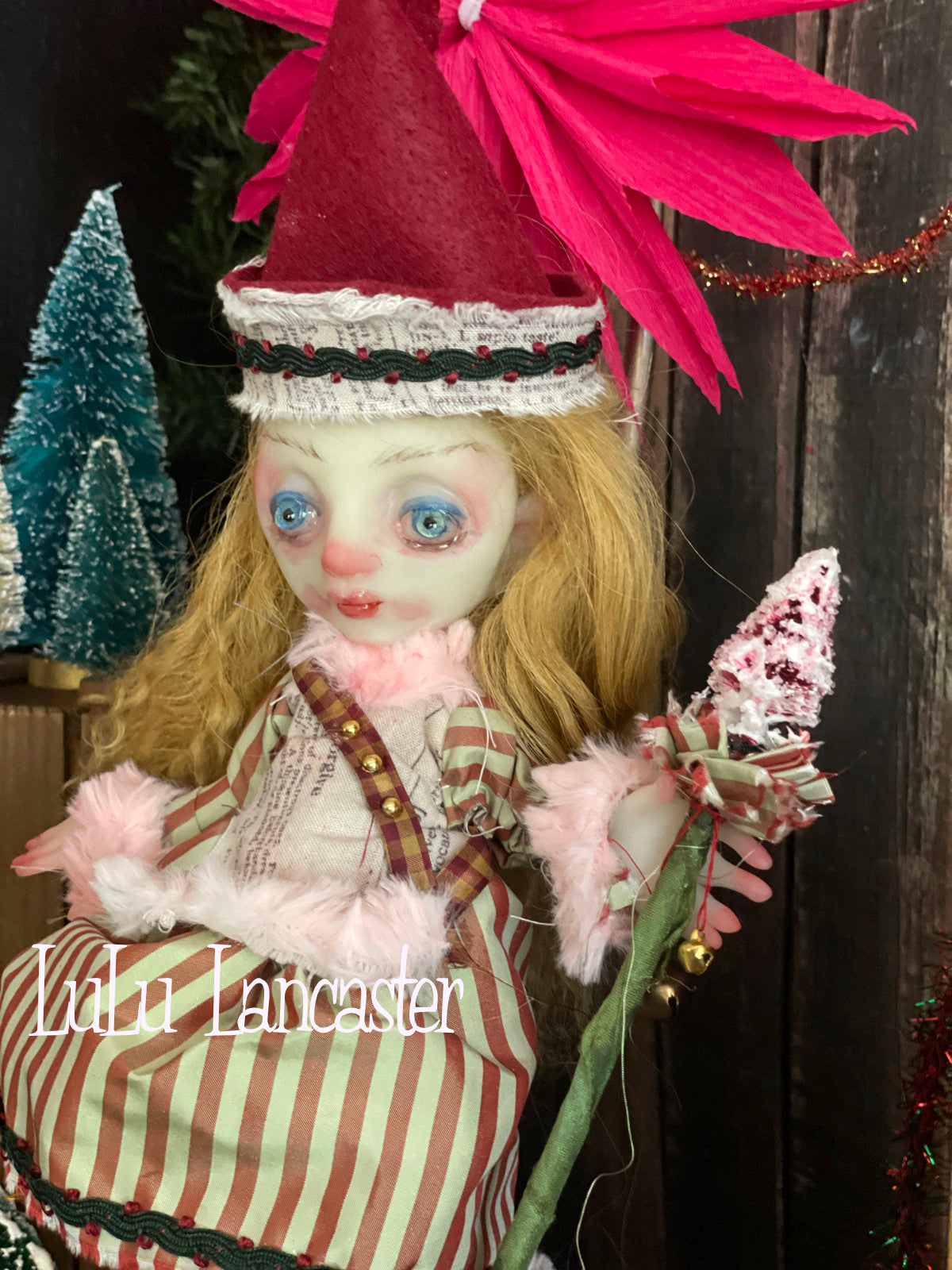 Lille Mini hanging Christmas Elf Original LuLu Lancaster Art Doll