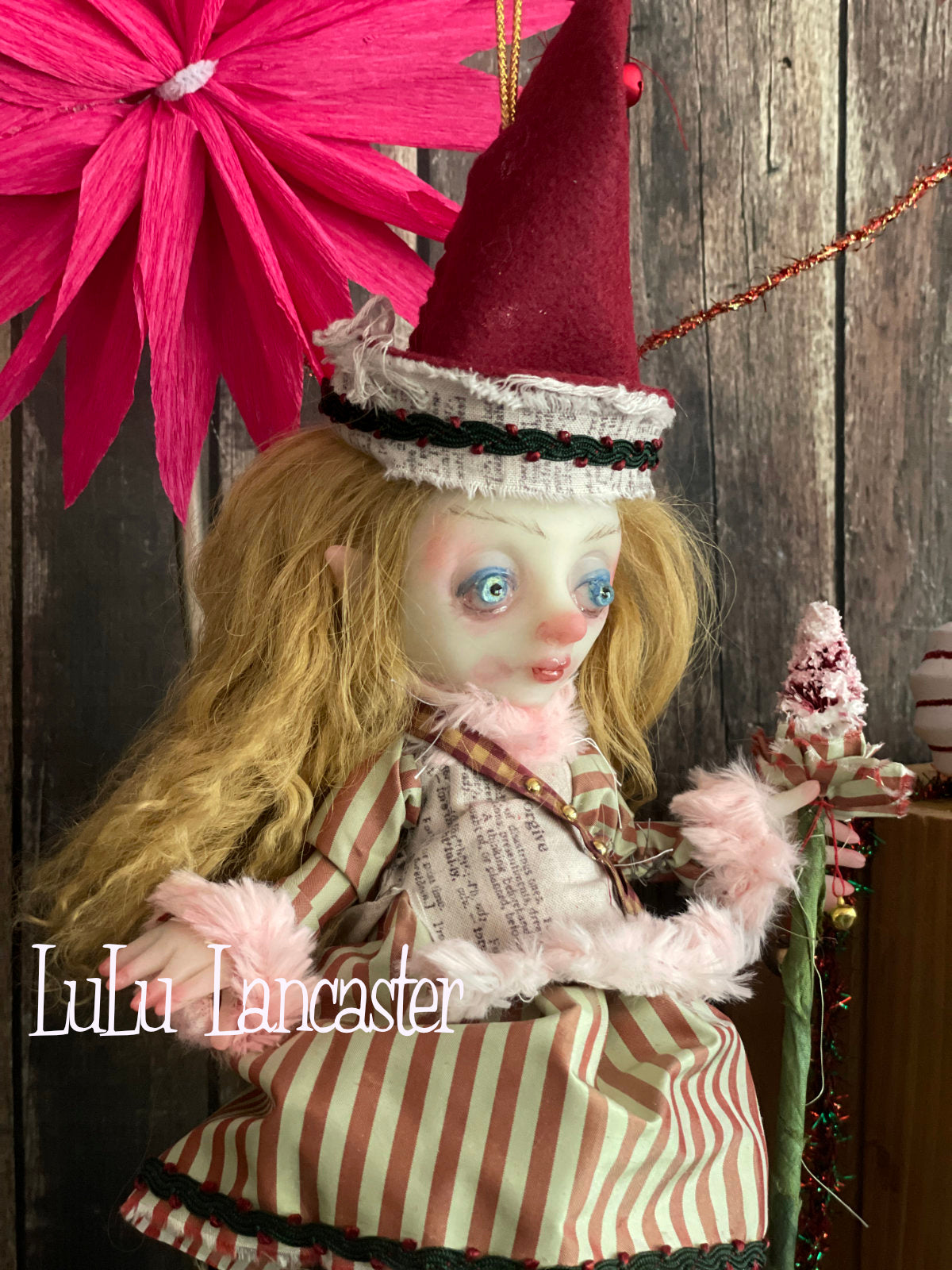 Lille Mini hanging Christmas Elf Original LuLu Lancaster Art Doll