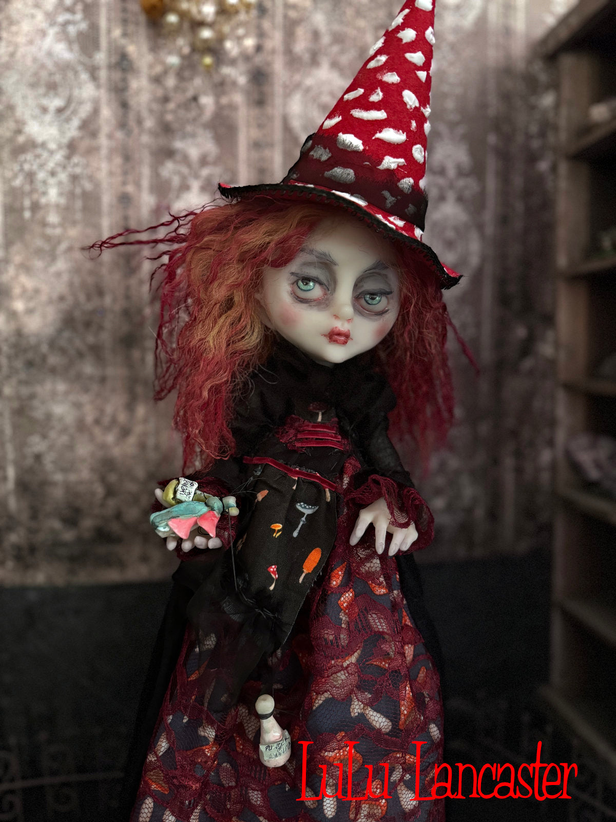 Livvy the Amanita Mushroom Witch Original LuLu Lancaster Art Doll