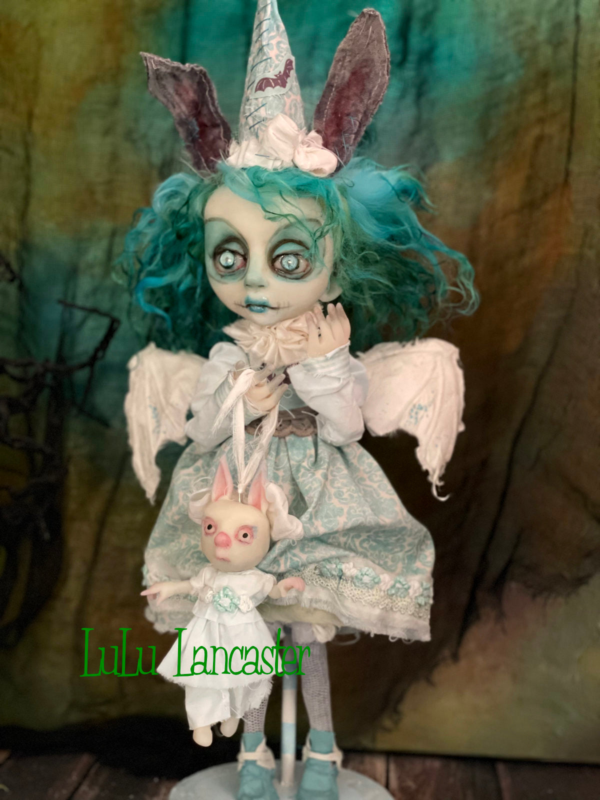Lorcan the Bunny Bat Goth Halloween Original LuLu Lancaster Art Doll