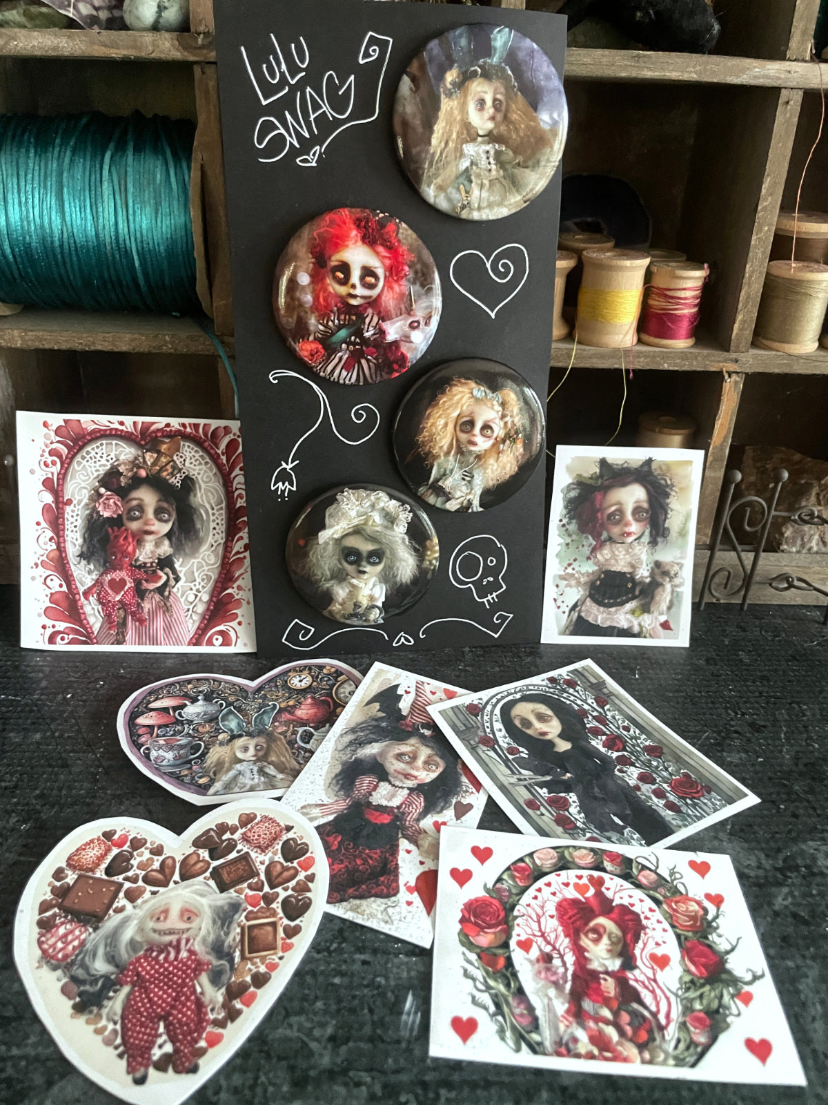 Love Bites Stickers and Pin Back Buttons LuLu Lancaster Swag pack