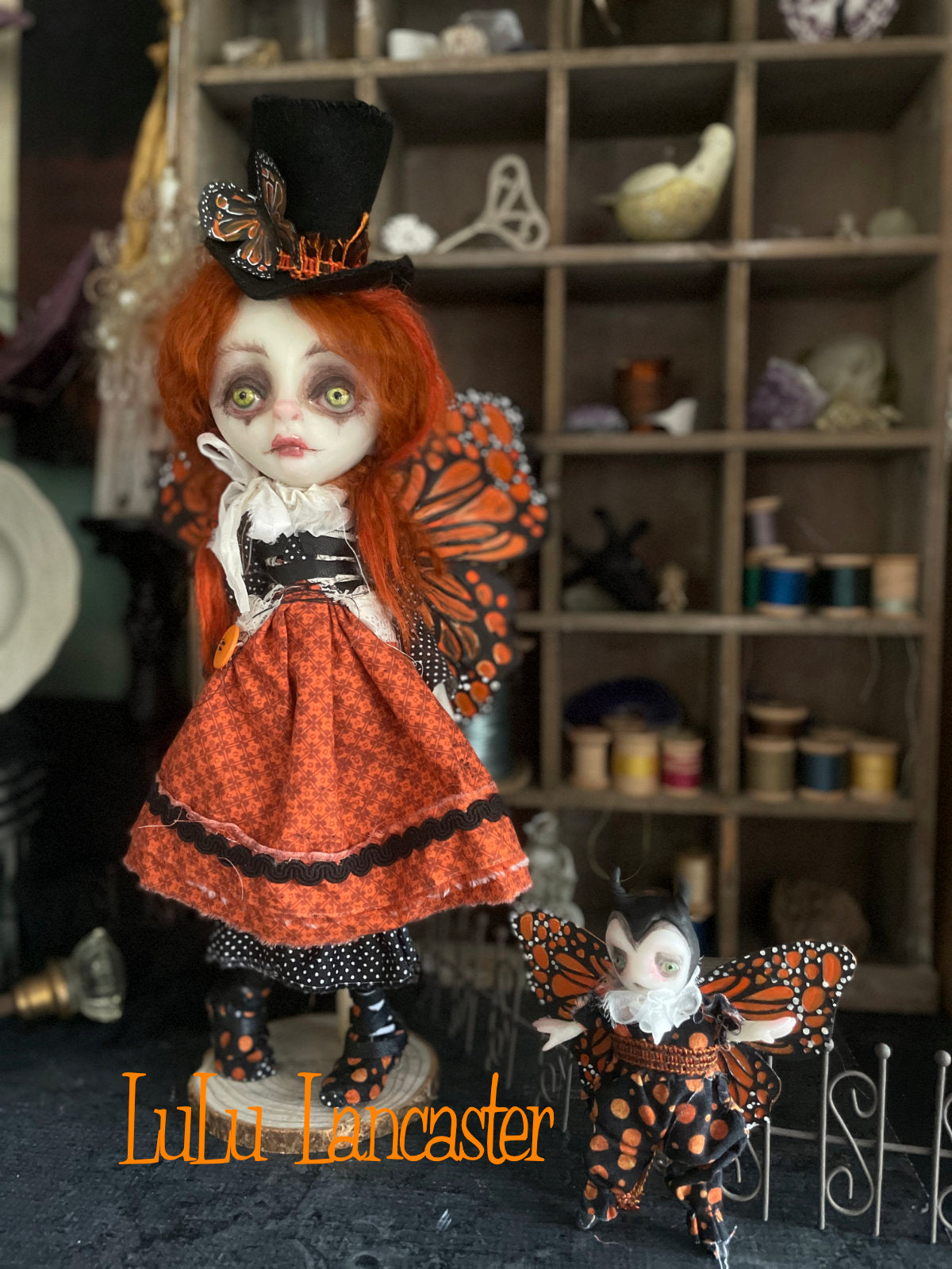 Macy and Mol Monarch Butterflies Original LuLu Lancaster Art Doll