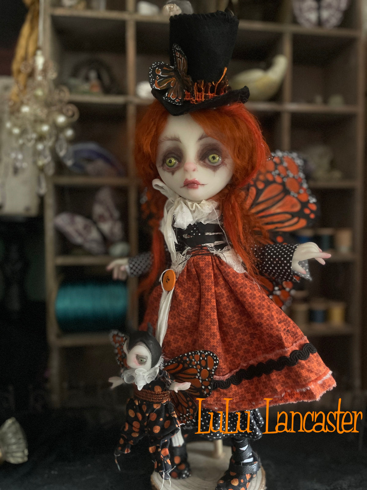 Macy and Mol Monarch Butterflies Original LuLu Lancaster Art Doll