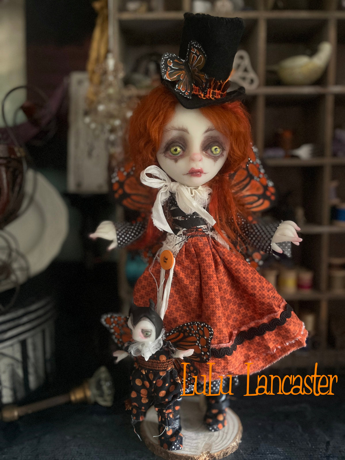 Macy and Mol Monarch Butterflies Original LuLu Lancaster Art Doll
