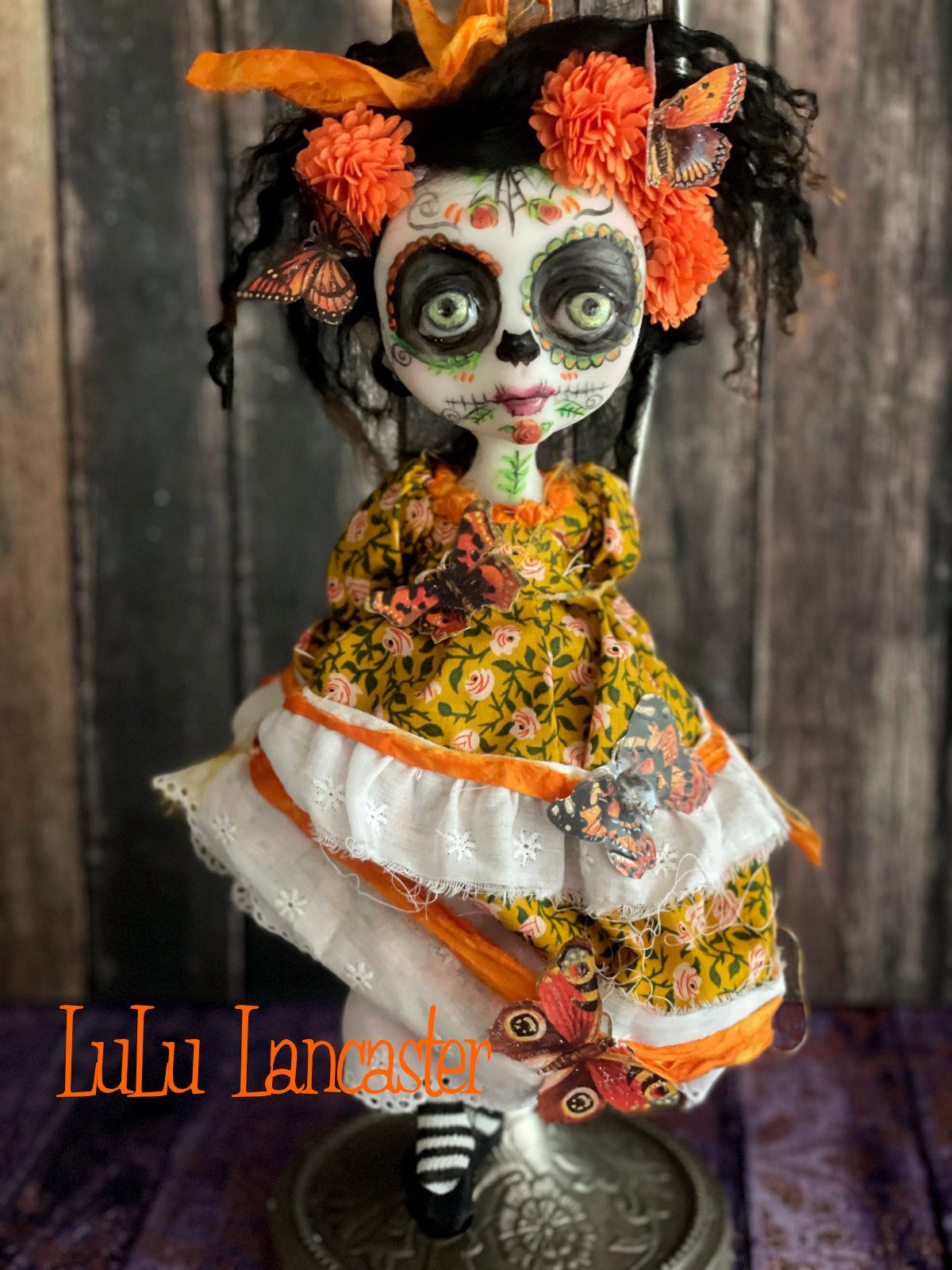 Migdaliah hanging Day of the dead Original LuLu Lancaster Halloween Art Doll