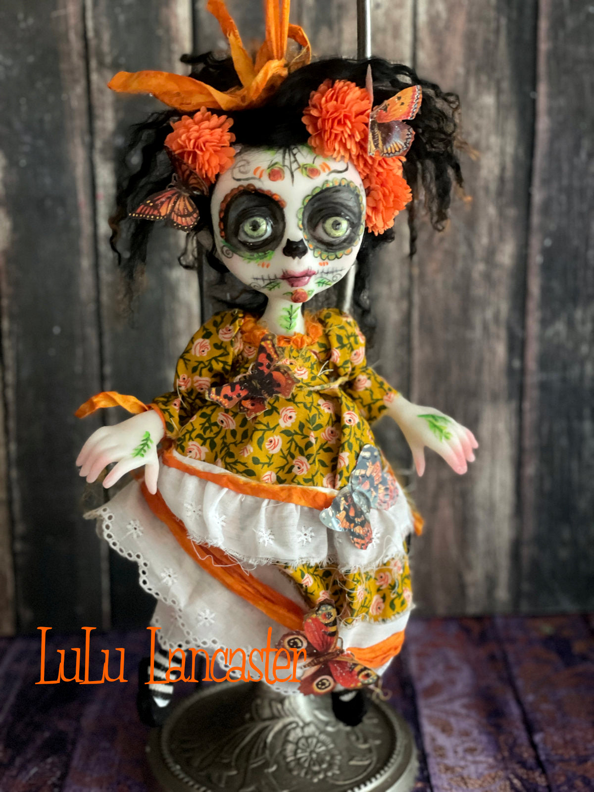 Migdaliah hanging Day of the dead Original LuLu Lancaster Halloween Art Doll