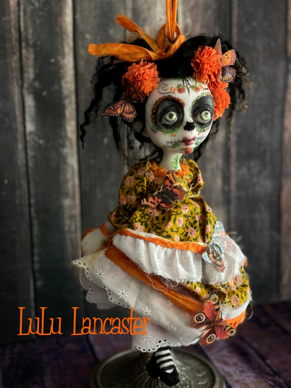Migdaliah hanging Day of the dead Original LuLu Lancaster Halloween Art Doll
