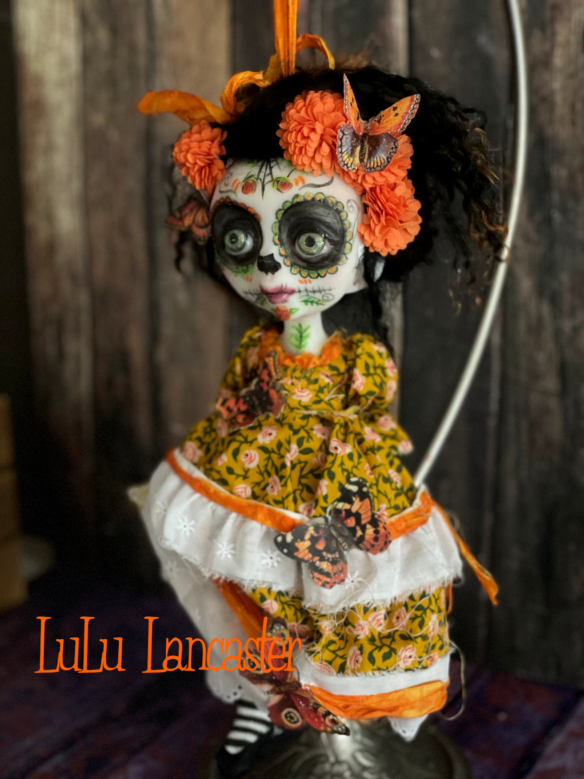 Migdaliah hanging Day of the dead Original LuLu Lancaster Halloween Art Doll