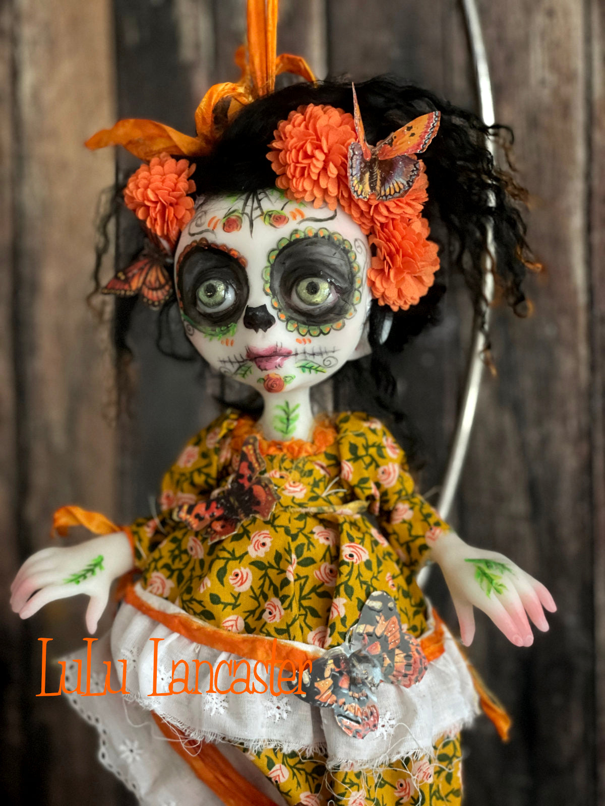 Migdaliah hanging Day of the dead Original LuLu Lancaster Halloween Art Doll